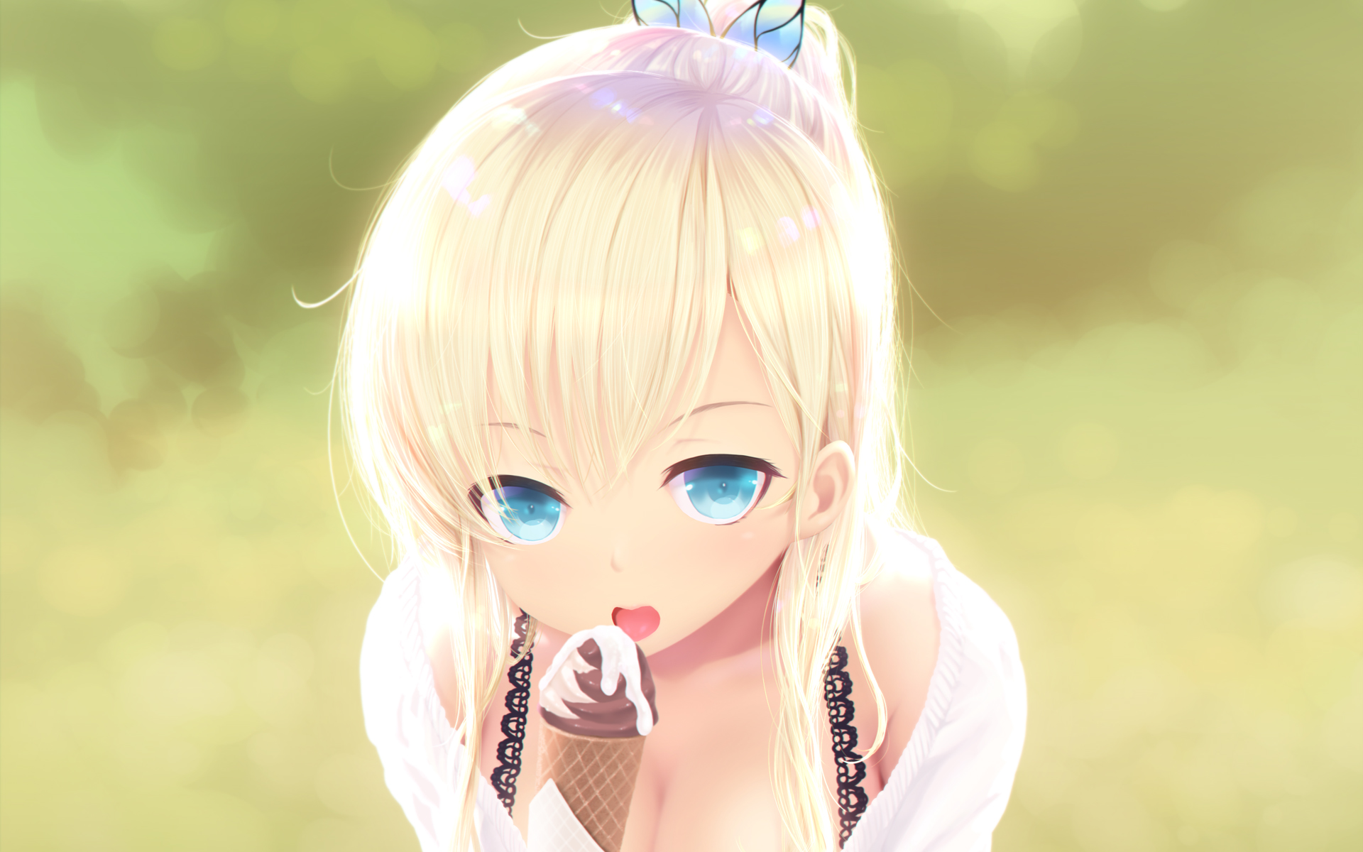 Sena Kashiwazaki eating ice cream HD Wallpaper