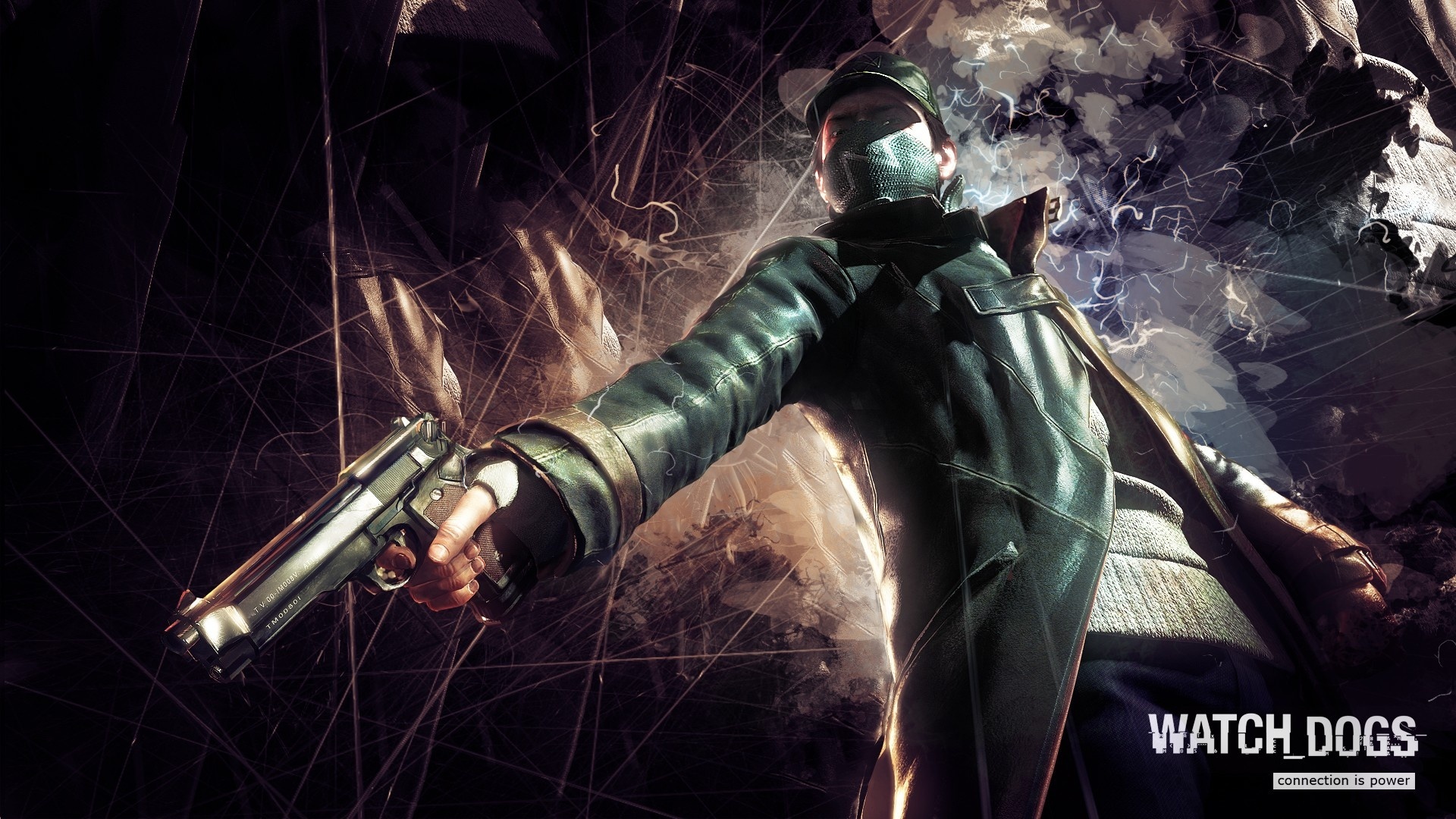 Aiden Pearce from Watch Dogs holding a gun HD Wallpaper