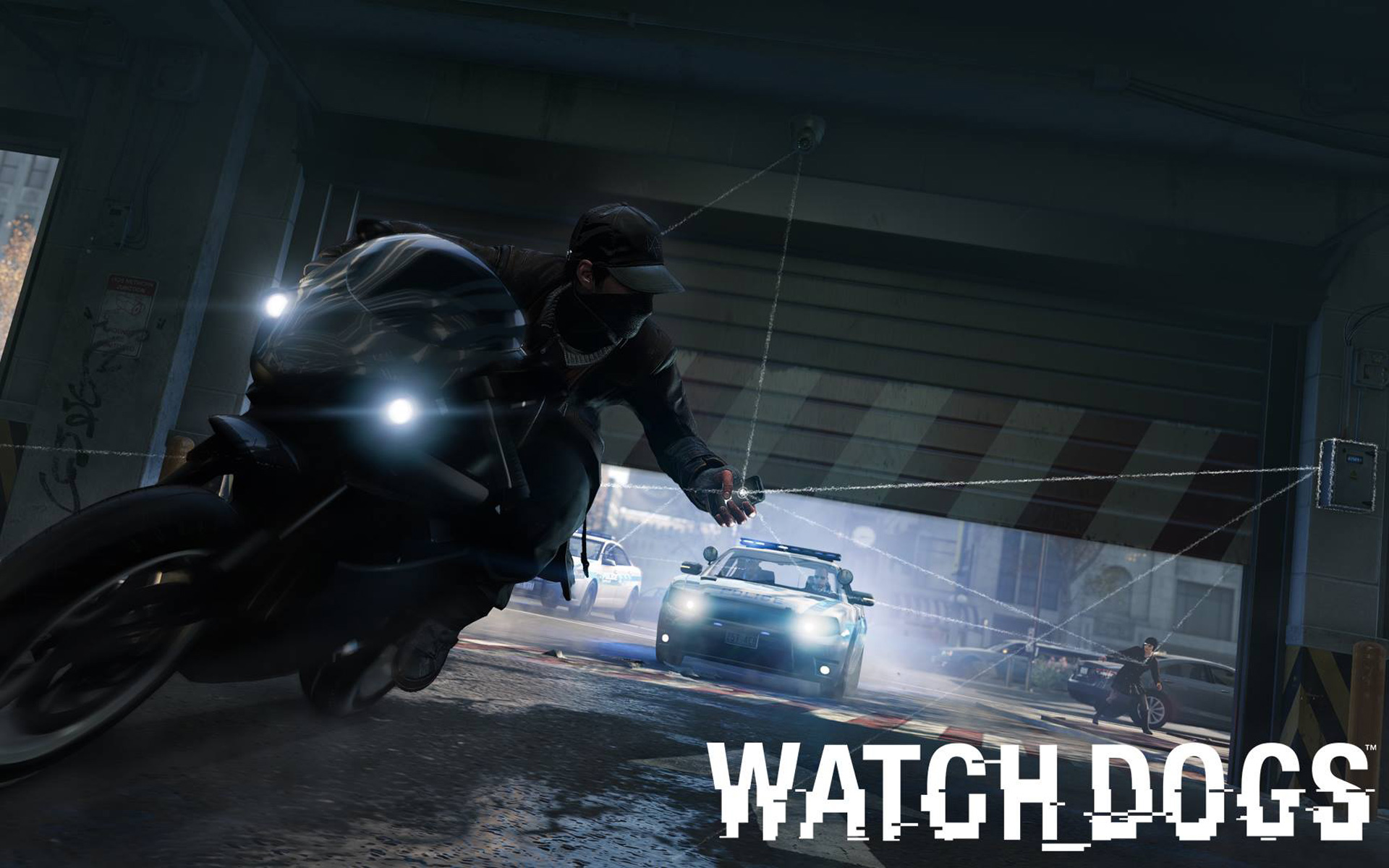 Aiden Pearce from Watch Dogs on a motorcycle HD Wallpaper