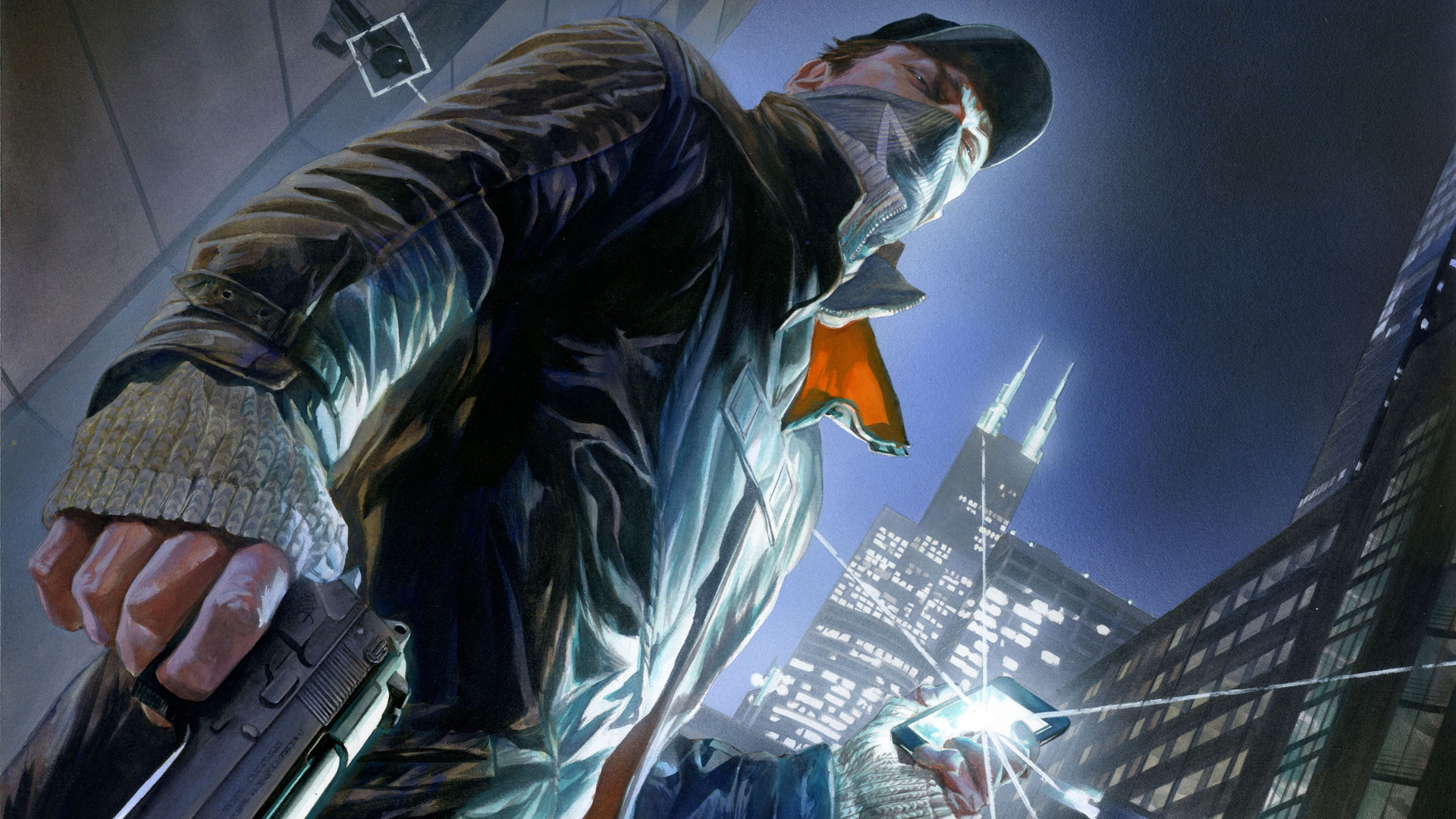 Aiden Pearce from Watch Dogs holding a gun HD Wallpaper
