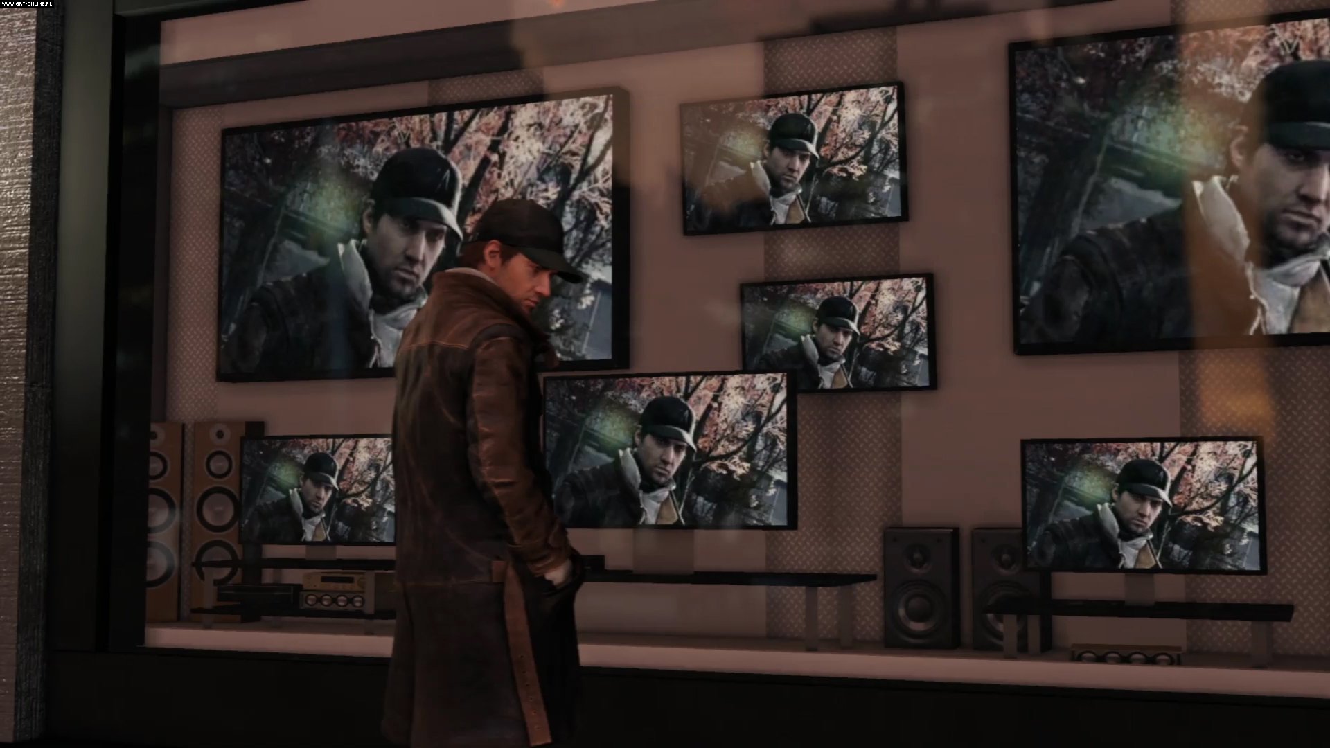 Aiden Pearce from Watch Dogs in a store window HD Wallpaper