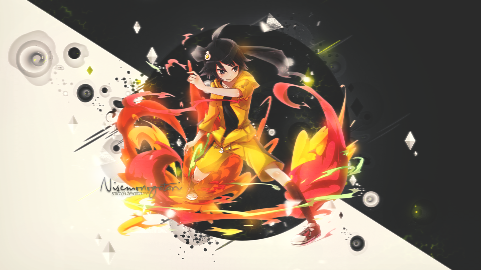 Karen Araragi with Fire Dragon HD Wallpaper
