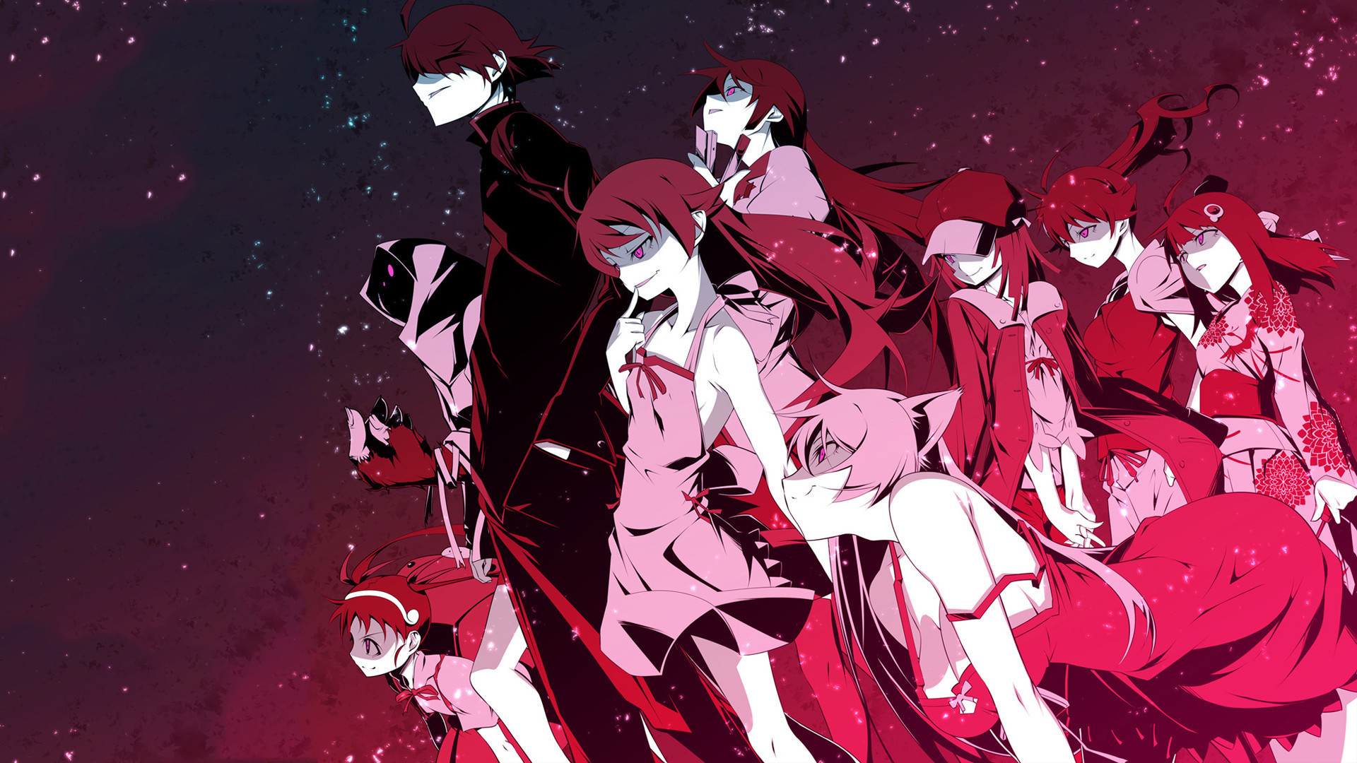 Monogatari Series Characters HD Wallpaper