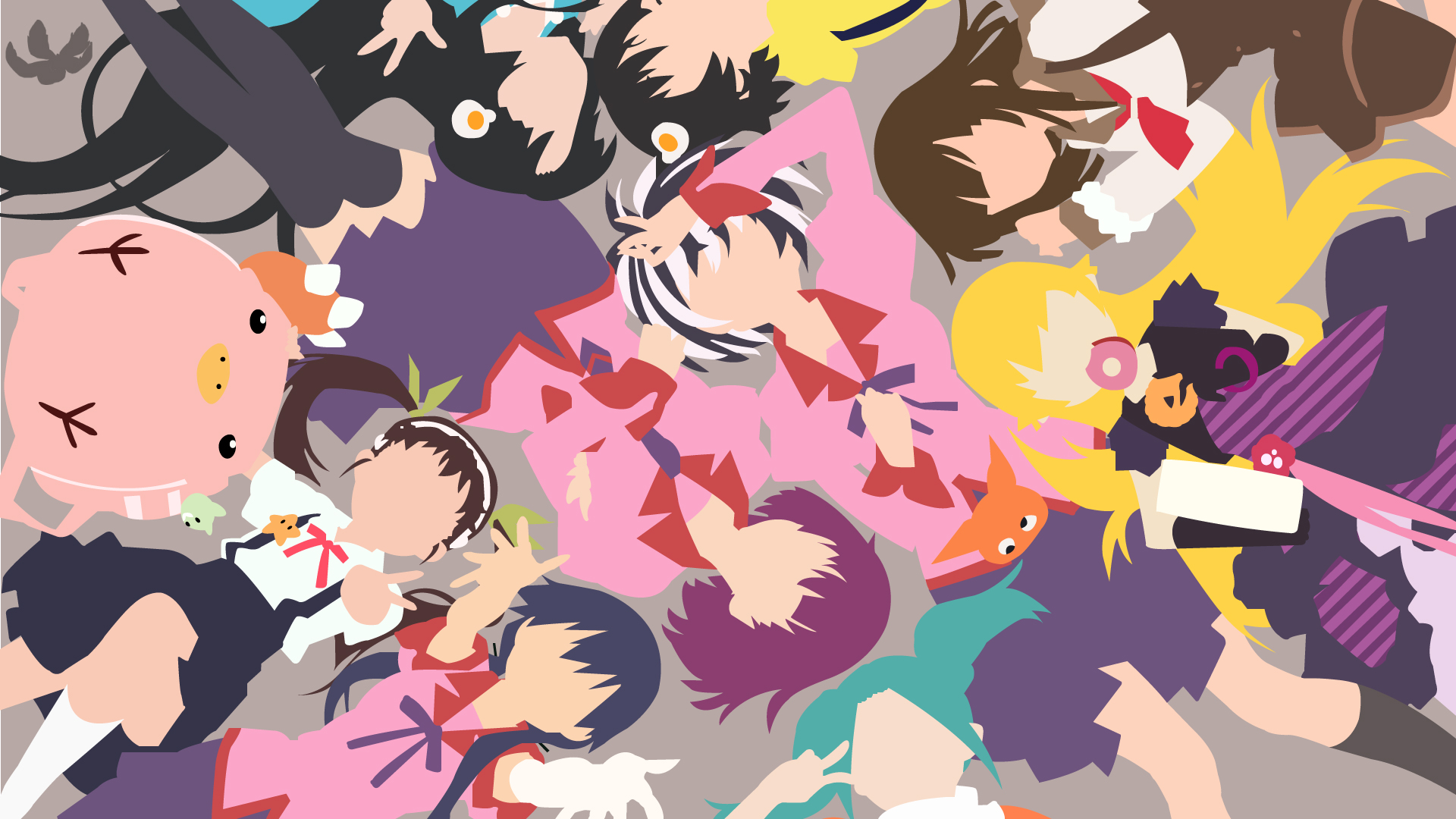 Monogatari Series Characters HD Wallpaper