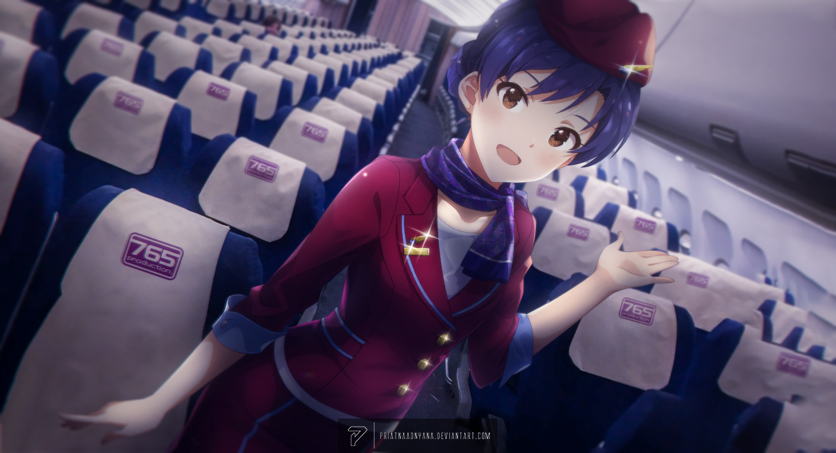 Chihaya Kisaragi from 765 Production on an airplane HD Wallpaper