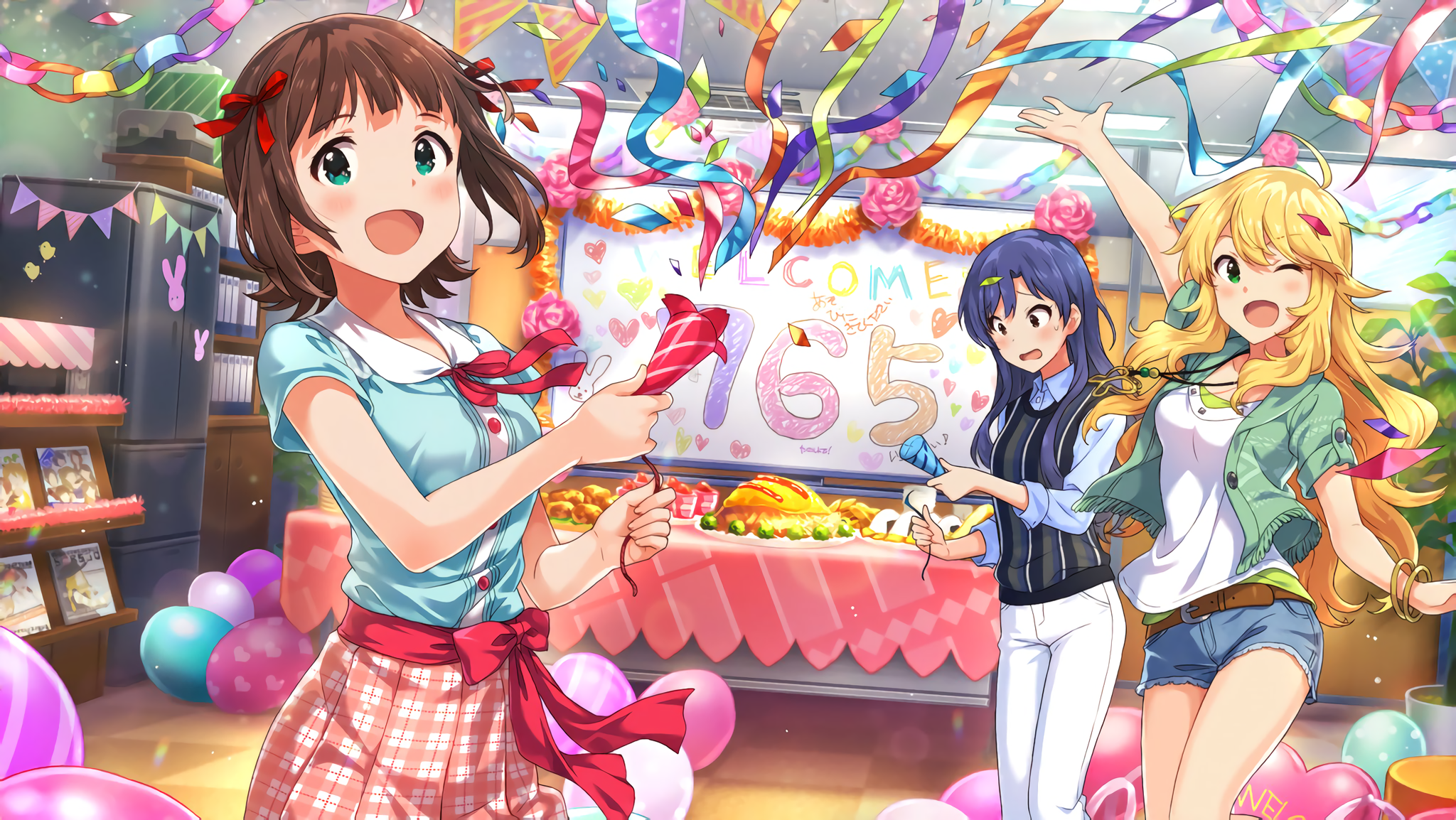 Chihaya Kisaragi and friends celebrating HD Wallpaper