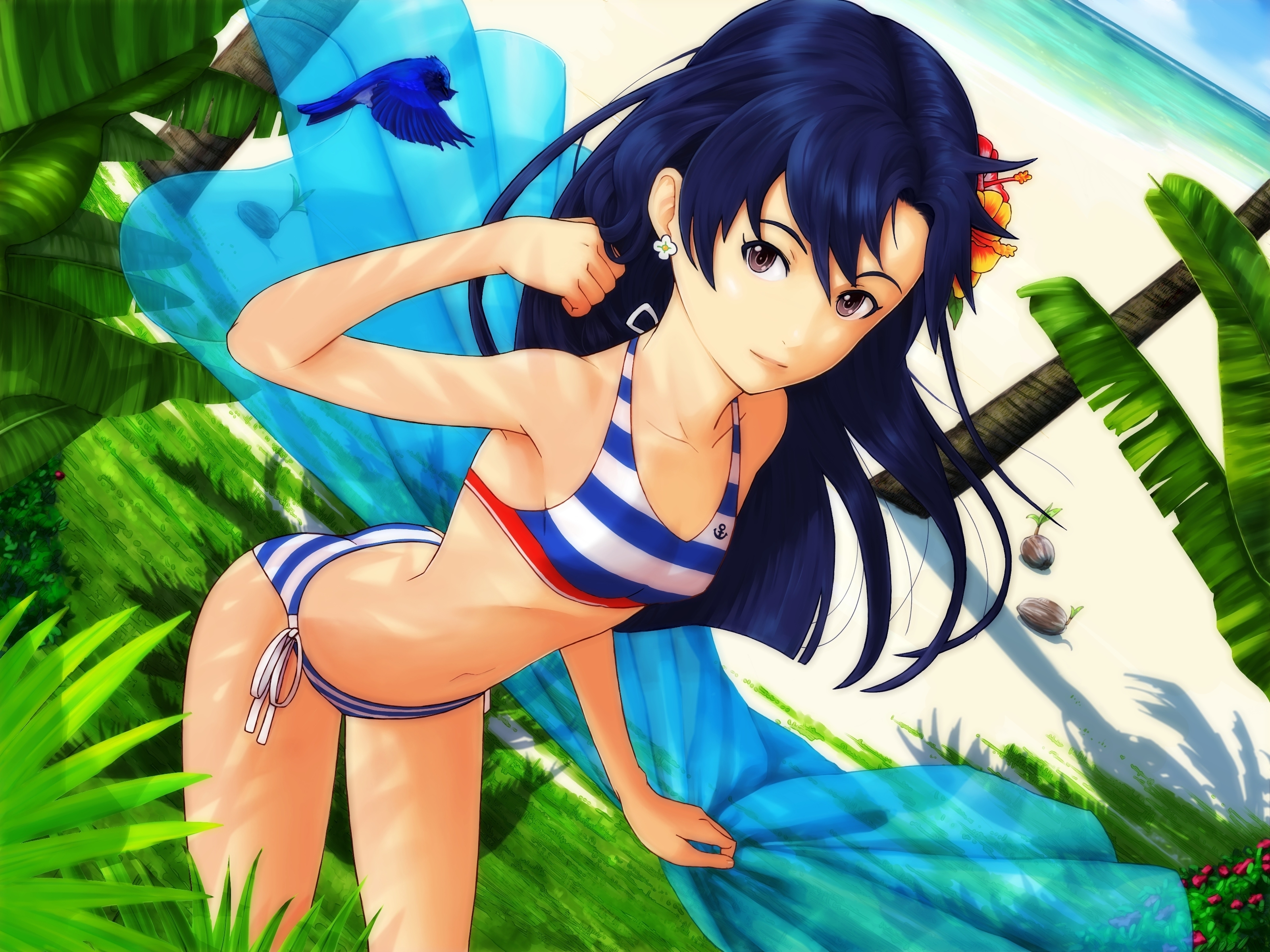 Chihaya Kisaragi on a Tropical Beach HD Wallpaper