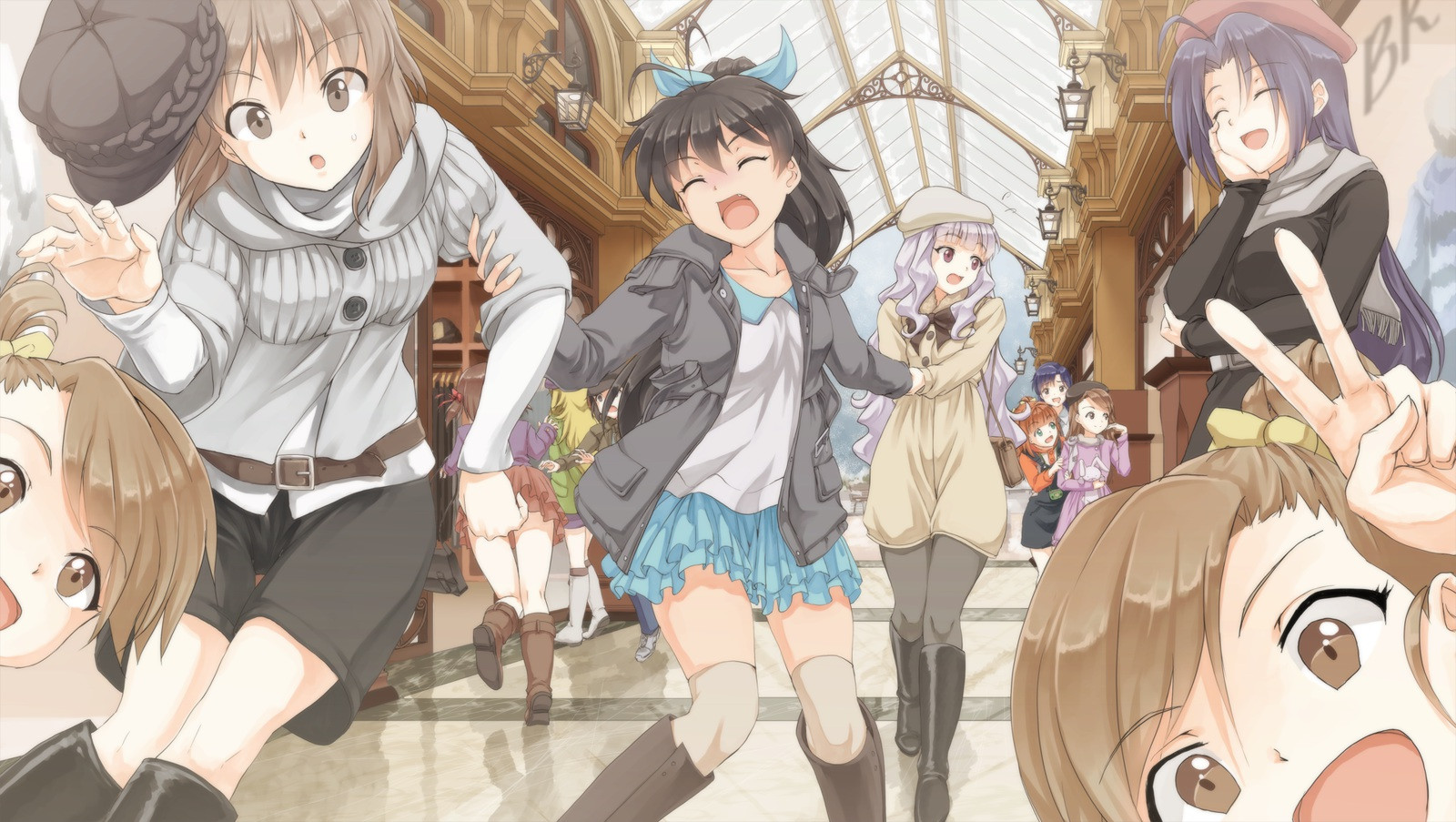 Chihaya Kisaragi and friends shopping HD Wallpaper