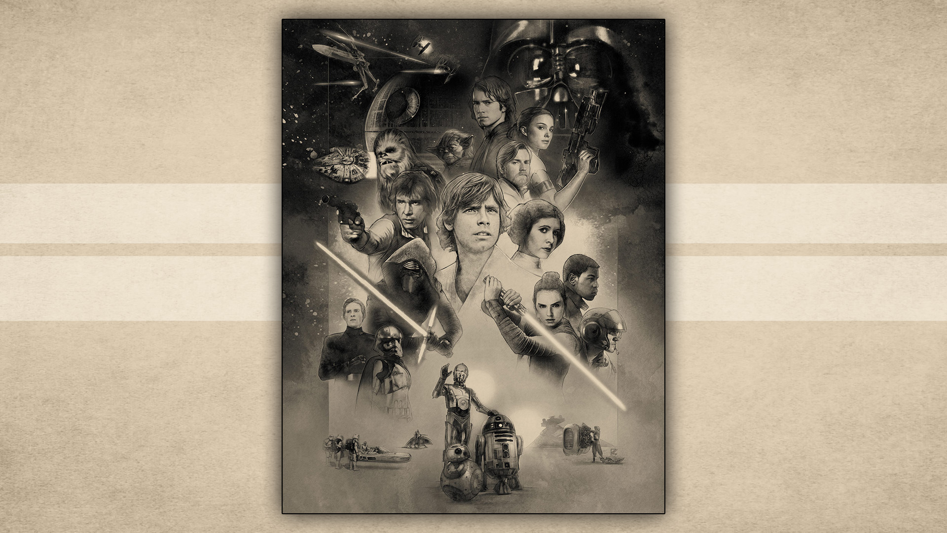 Star Wars characters montage with R2-D2 HD Wallpaper