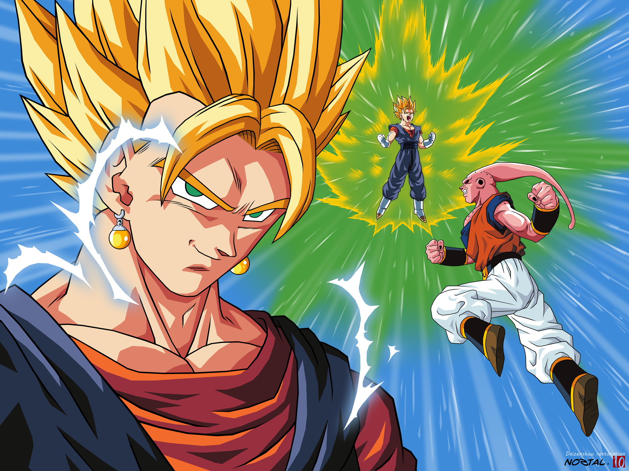 Vegito and Majin Buu from Dragon Ball Z HD Wallpaper