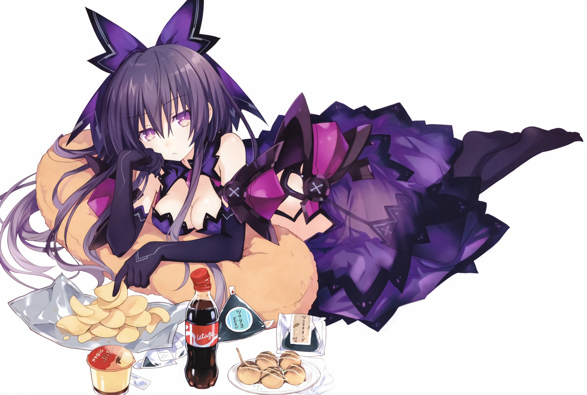 Tohka Yatogami from Date A Live with snacks HD Wallpaper