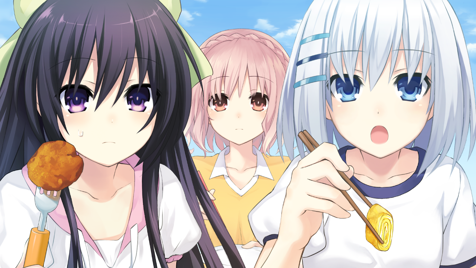Tohka Yatogami and friends eating HD Wallpaper