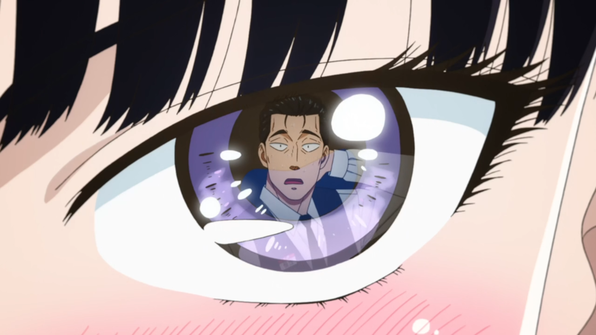 Akira Tachibana's eye reflecting a man HD Wallpaper