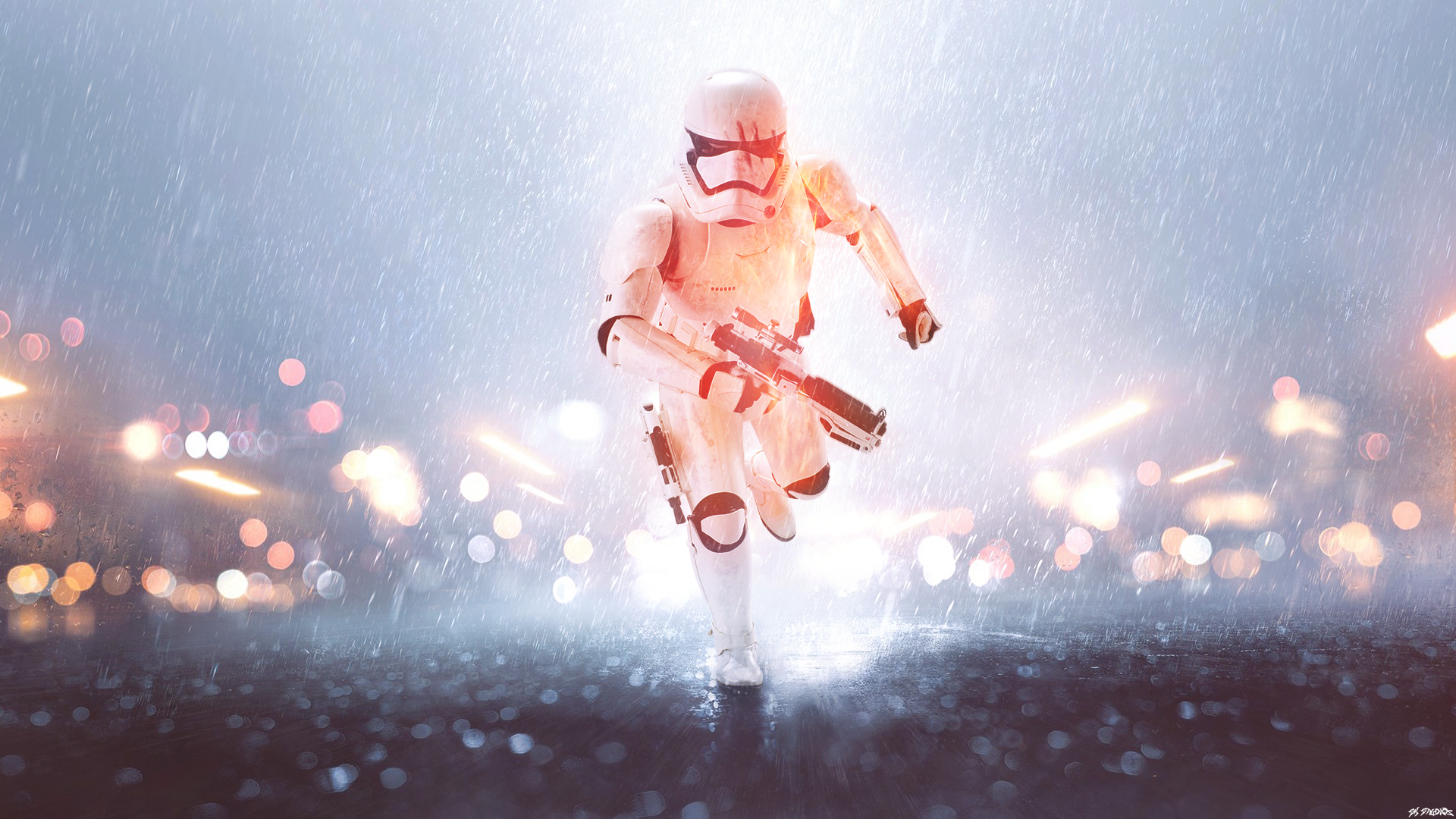 Finn from Star Wars running in the rain HD Wallpaper