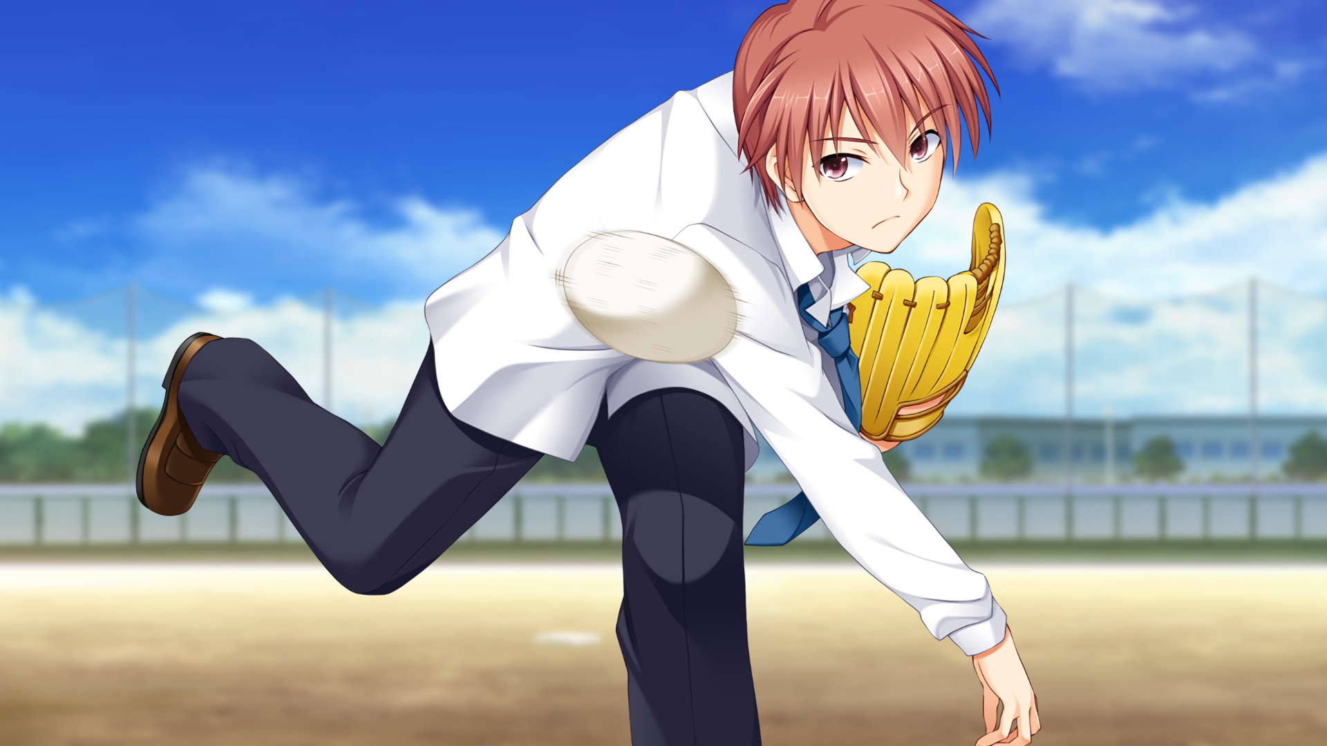 Yuzuru Otonashi pitching a baseball HD Wallpaper