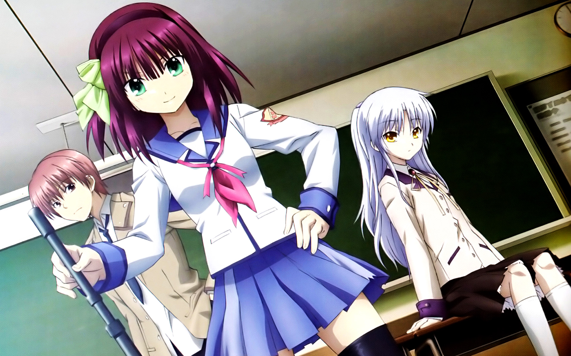 Angel Beats! Yuzuru Otonashi and friends in classroom HD Wallpaper