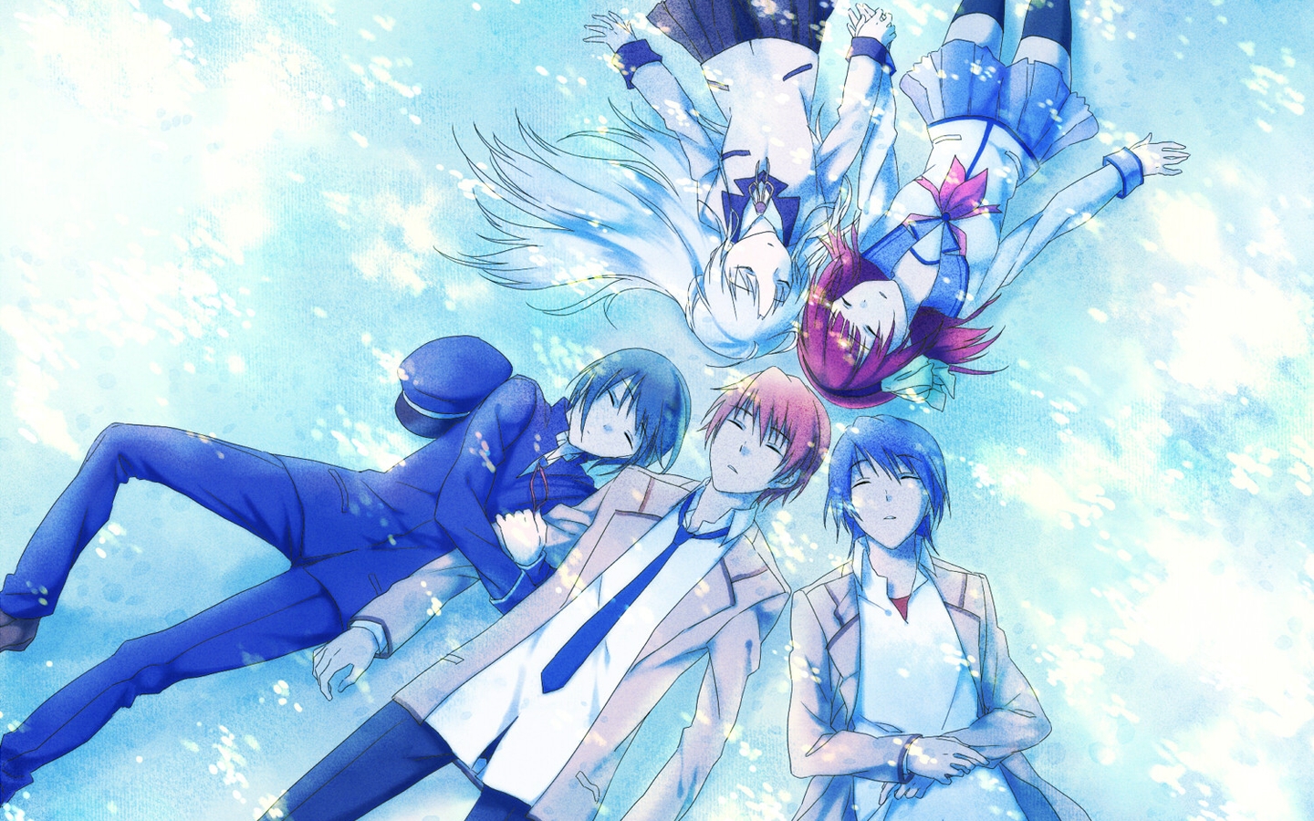 Yuzuru Otonashi and friends lying down HD Wallpaper