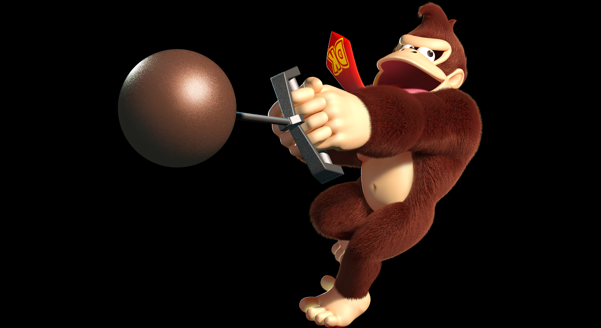 Donkey Kong holding a cannonball launcher HD Wallpaper