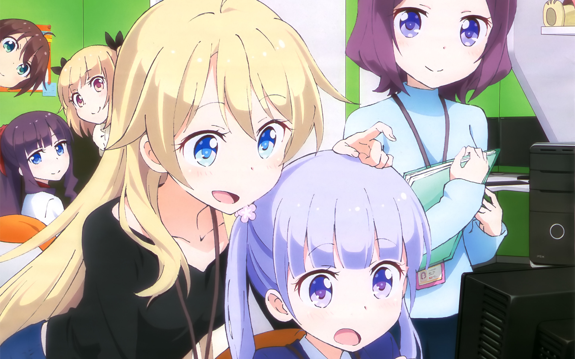 Aoba Suzukaze and friends in an office HD Wallpaper