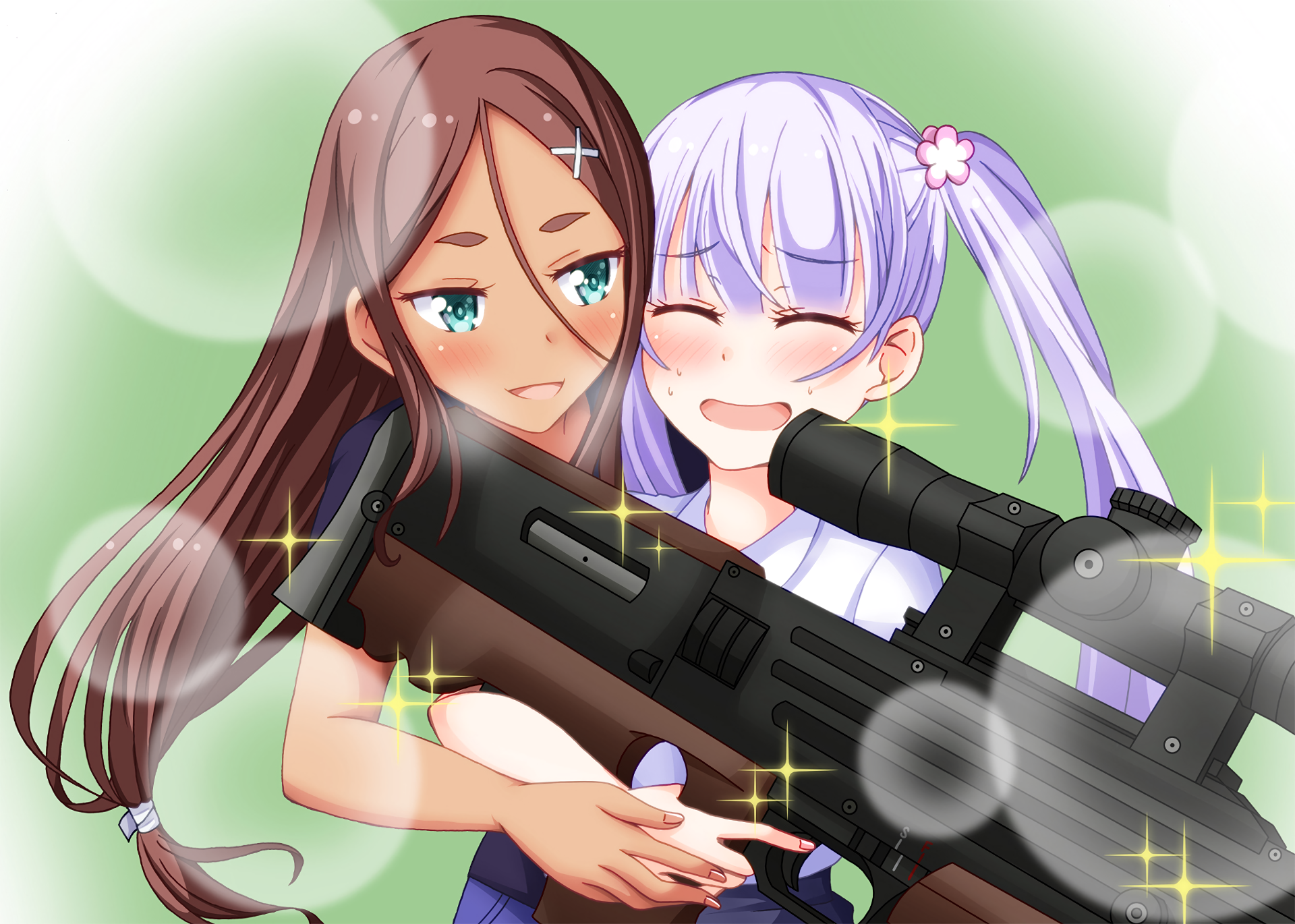 Aoba Suzukaze with a sniper rifle HD Wallpaper