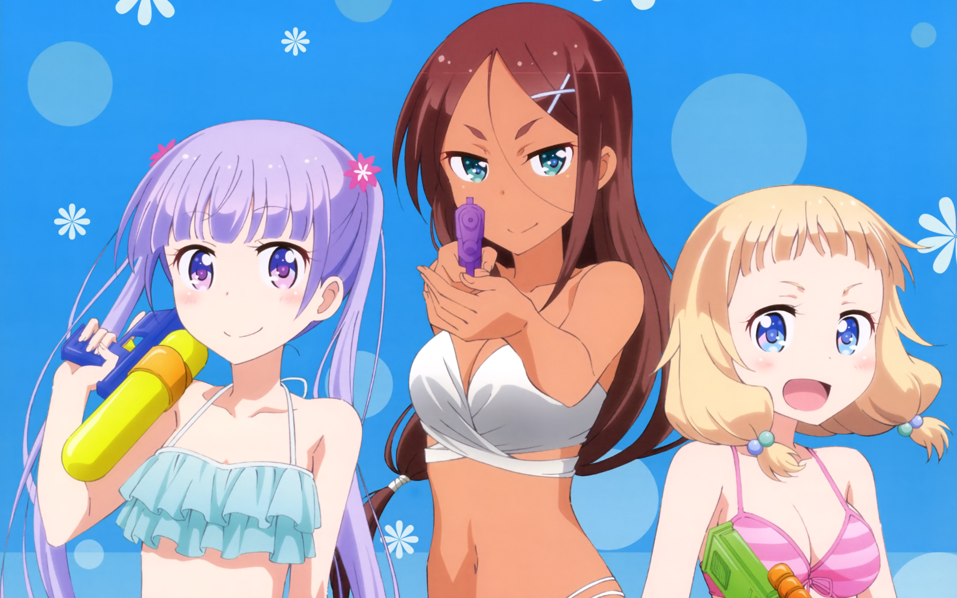 Aoba Suzukaze and friends with water guns HD Wallpaper