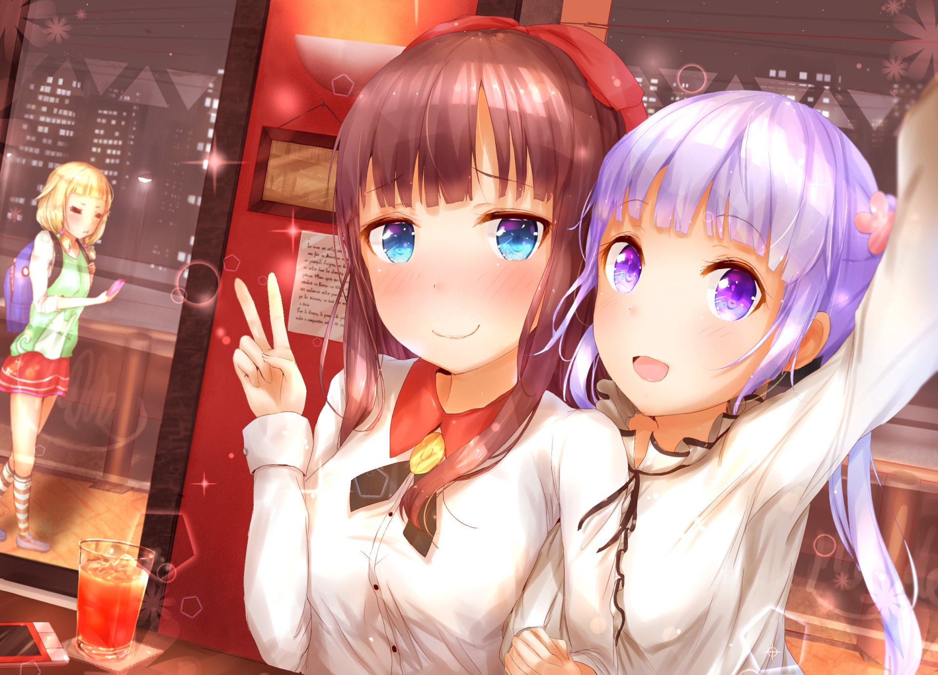 Aoba Suzukaze and friends taking a selfie HD Wallpaper