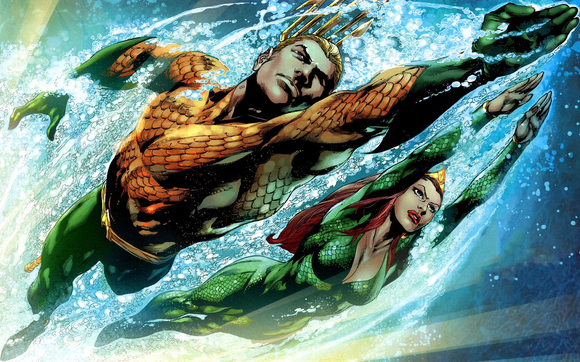 Aquaman and Mera swimming underwater HD Wallpaper