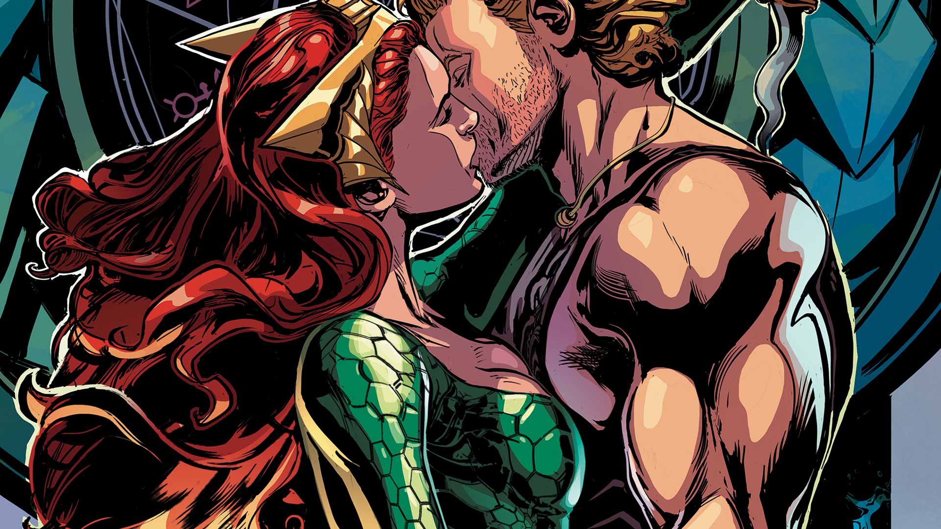 Aquaman and Mera kissing HD Wallpaper