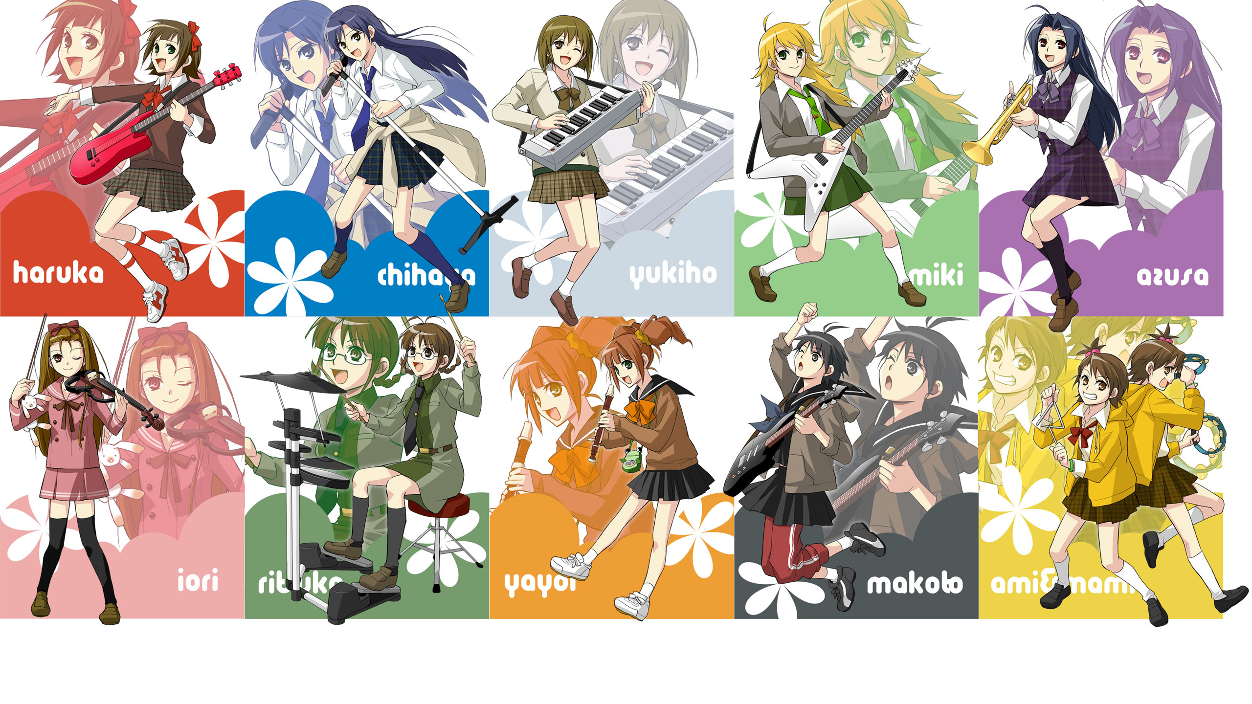 Idolmaster characters playing musical instruments HD Wallpaper