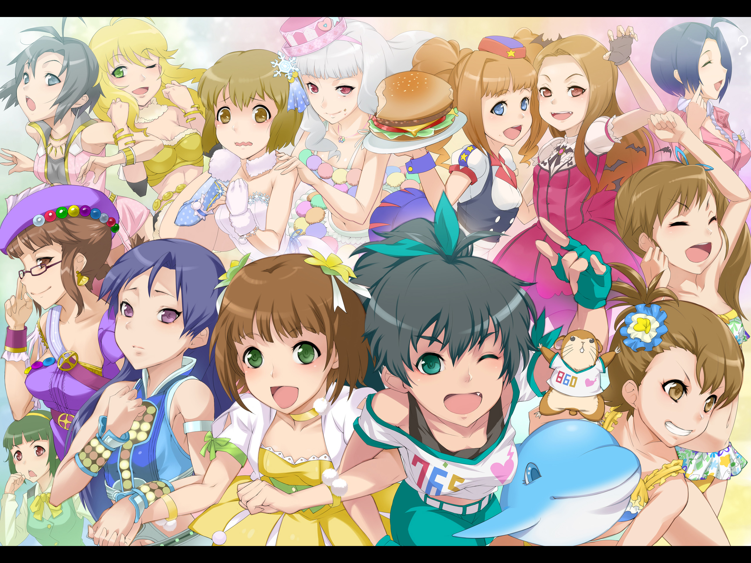 Idolmaster Cinderella Girls characters with Miki Hoshii HD Wallpaper