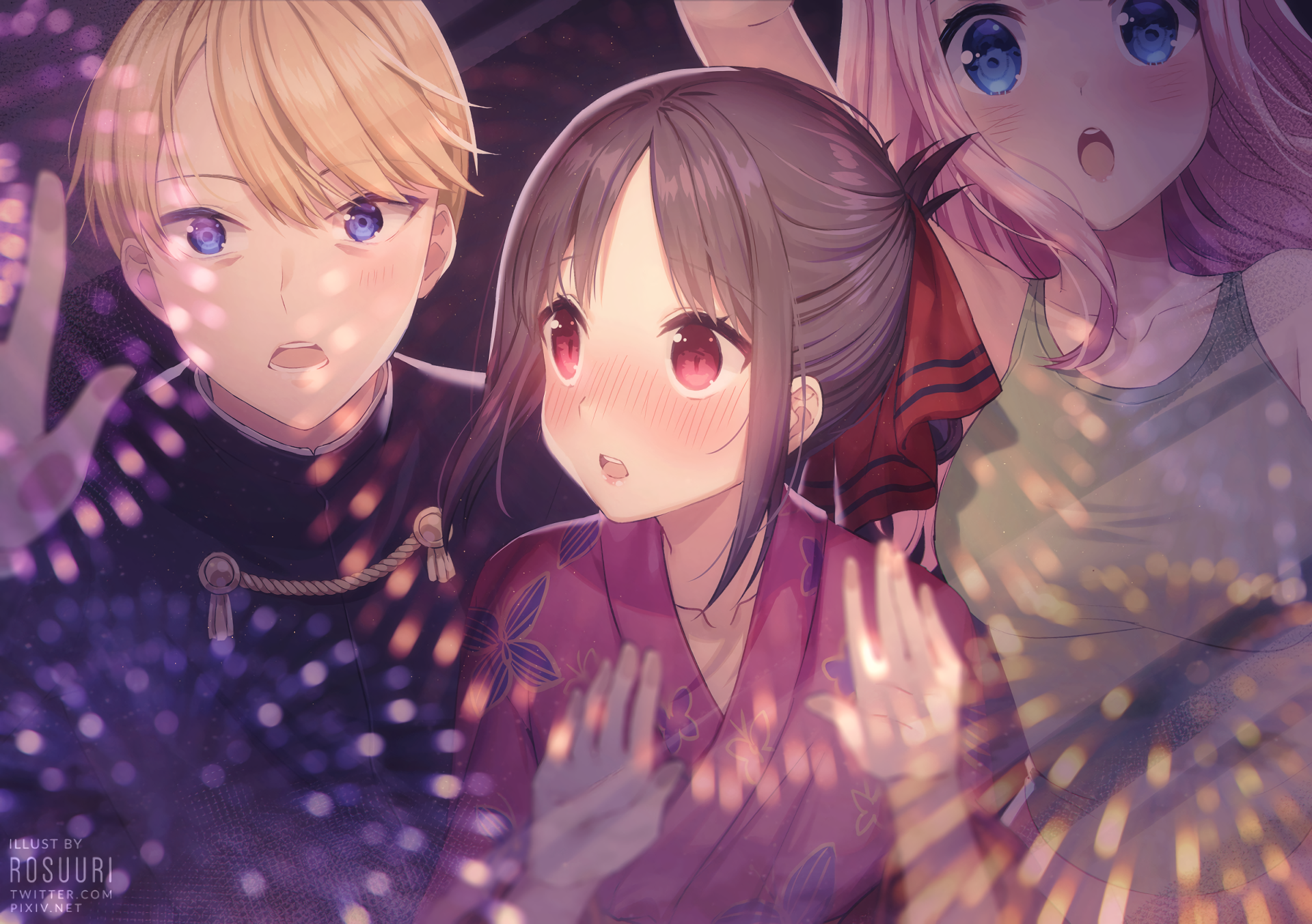 Kaguya Shinomiya and friends at fireworks HD Wallpaper