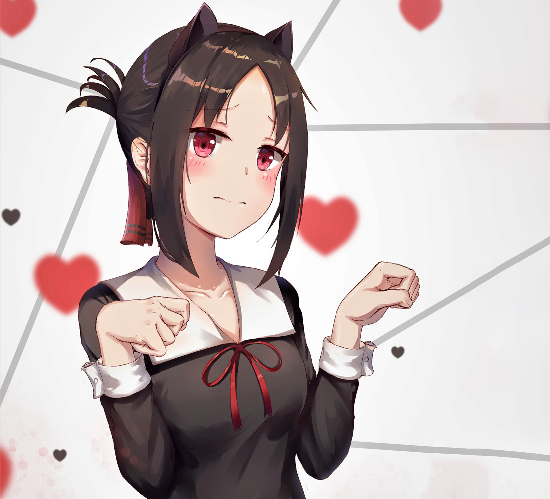 Kaguya Shinomiya with cat ears HD Wallpaper
