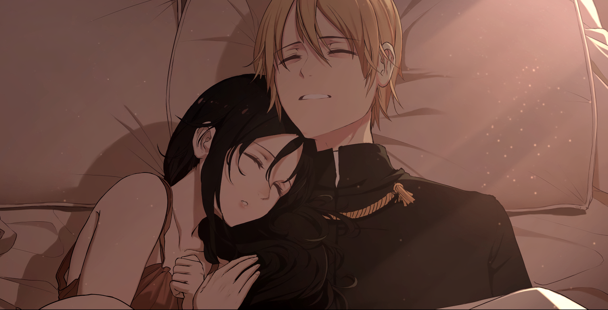 Kaguya Shinomiya sleeping with a man HD Wallpaper