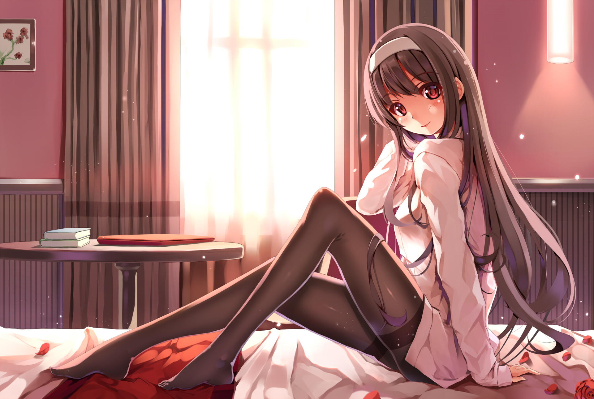 Utaha Kasumigaoka sitting on a bed HD Wallpaper