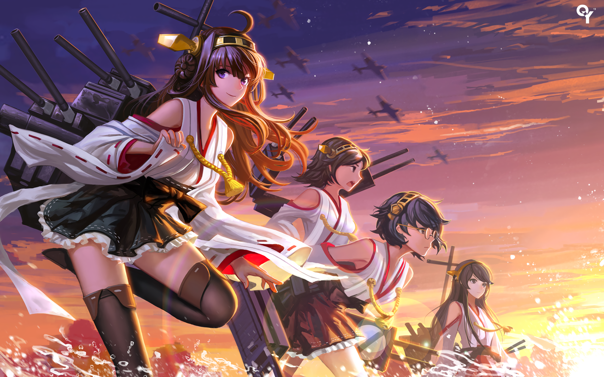 Kongou from Kantai Collection with fleet HD Wallpaper