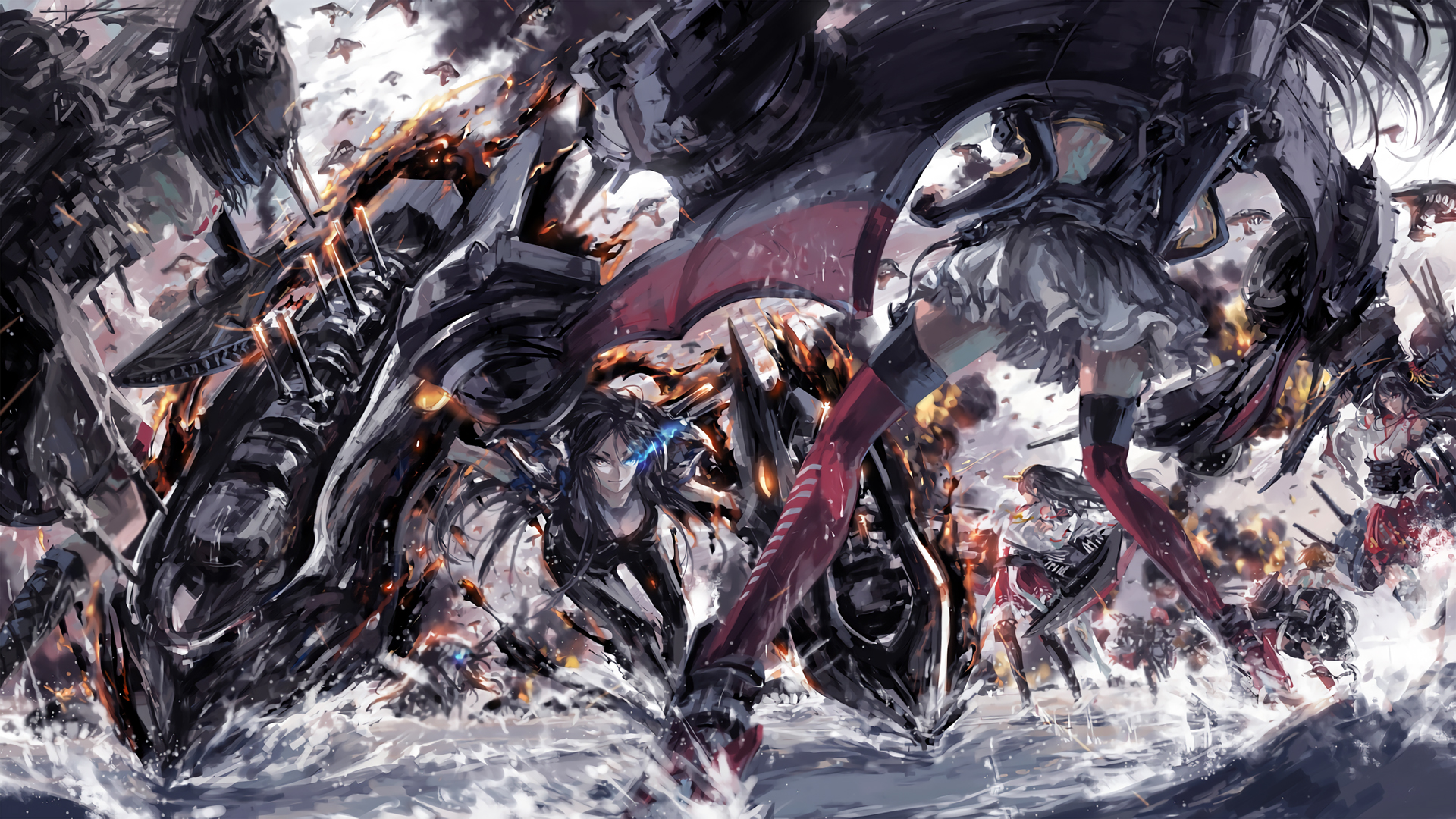 Kongou from Kantai Collection in battle HD Wallpaper