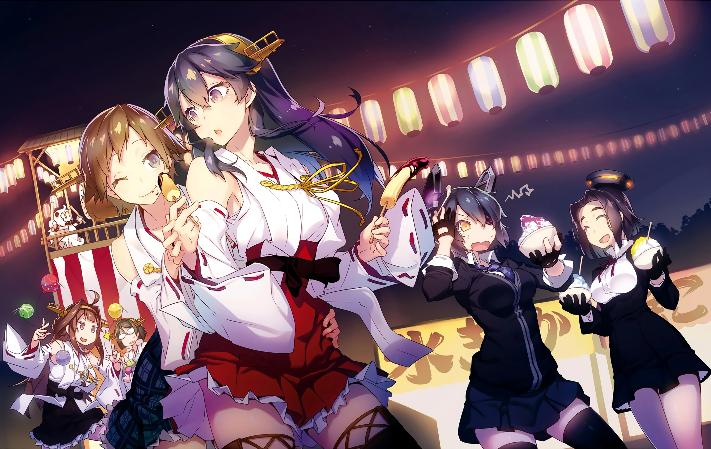 Girls in Yukatas at a Festival HD Wallpaper