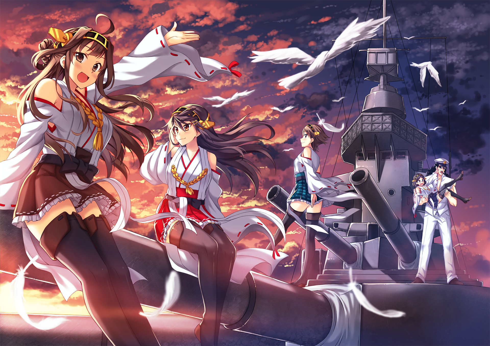 Kongou from Kancolle on a Battleship HD Wallpaper
