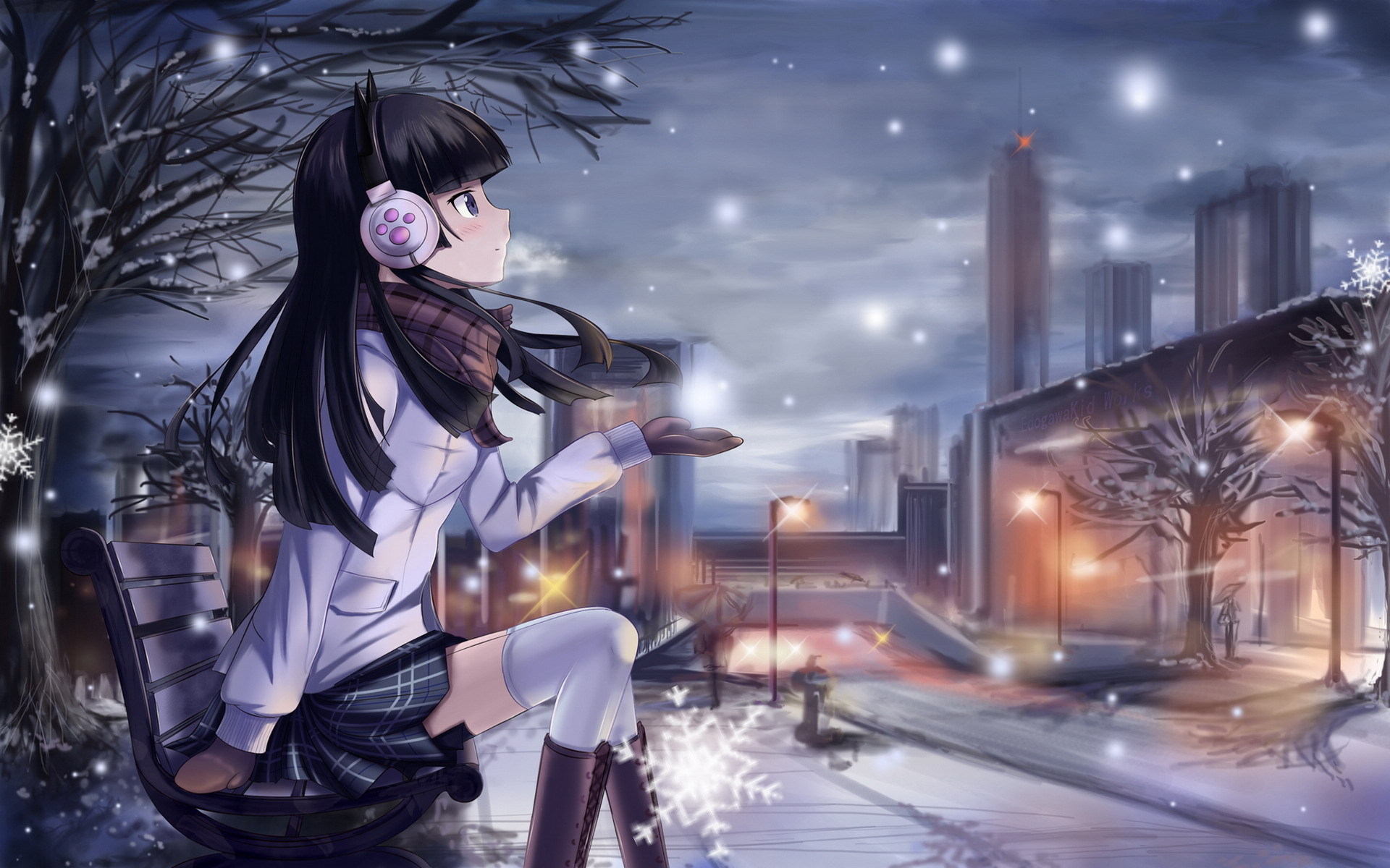 Ruri Gokō in a Snowy City HD Wallpaper