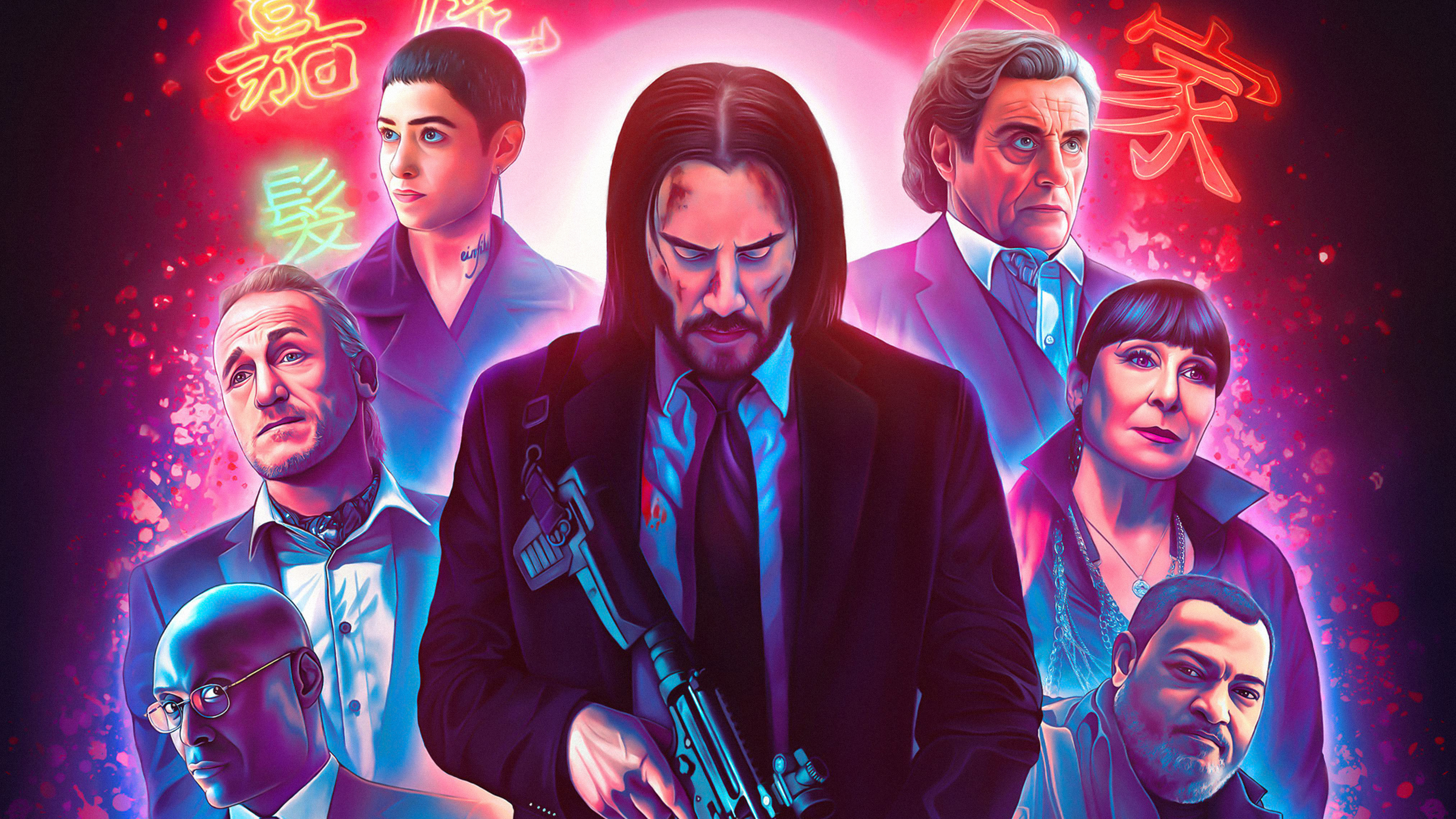 John Wick and ensemble cast HD Wallpaper