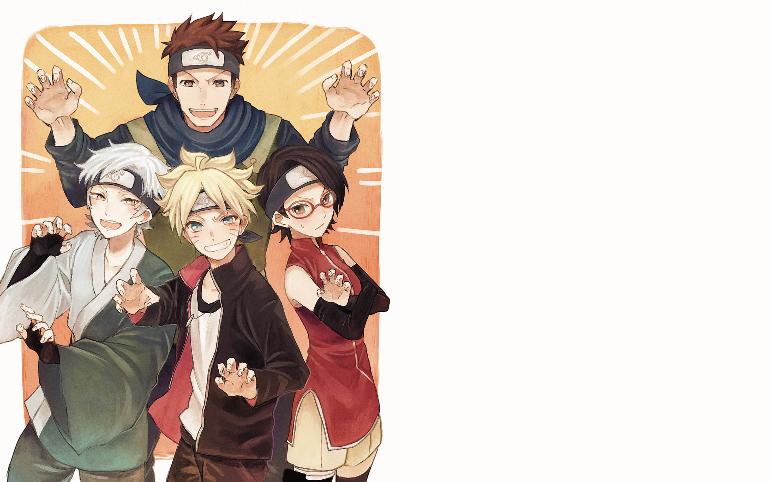Boruto, Sarada, Mitsuki, and Konohamaru from Naruto HD Wallpaper
