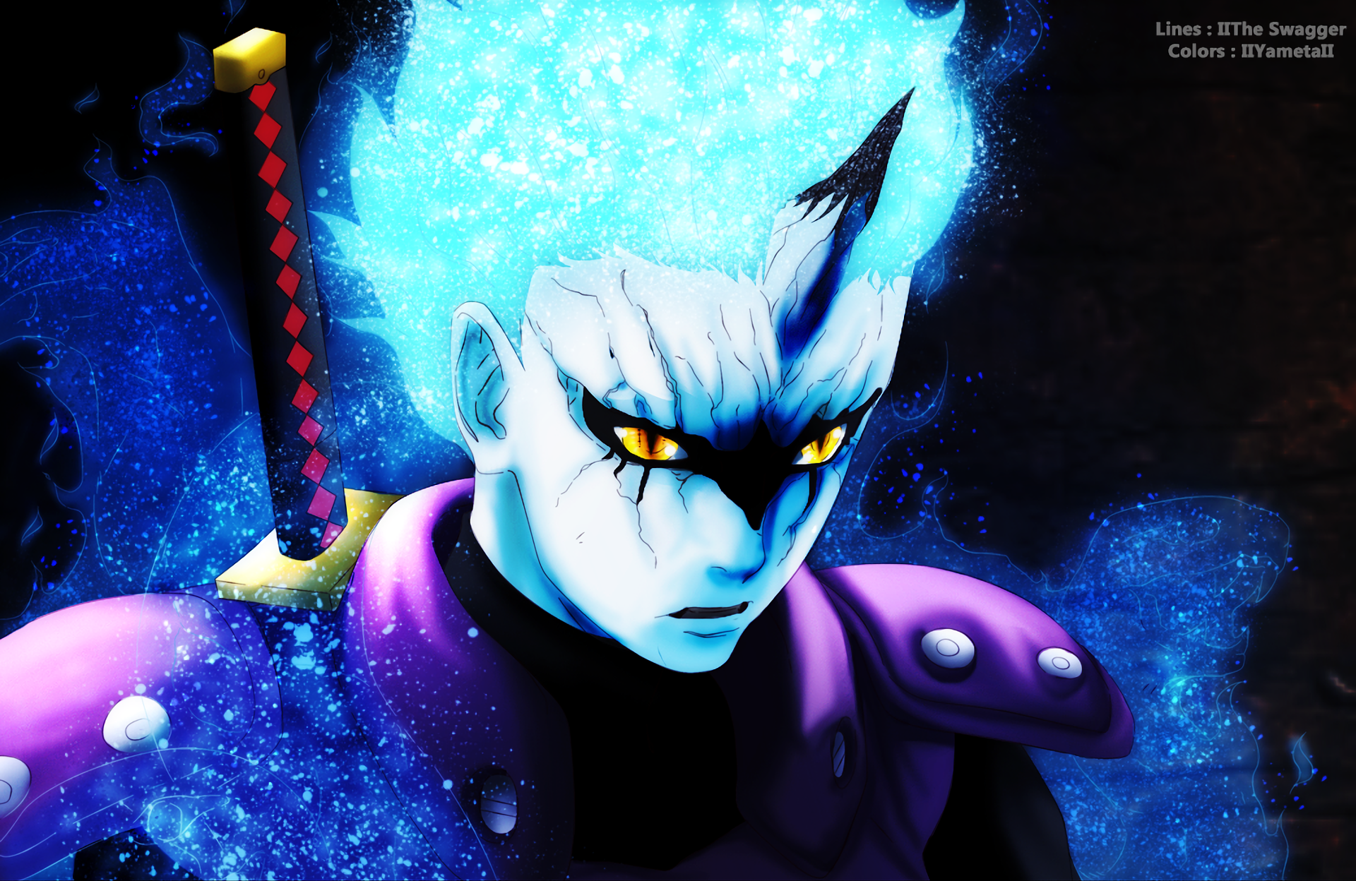 Mitsuki from Naruto with blue flames HD Wallpaper