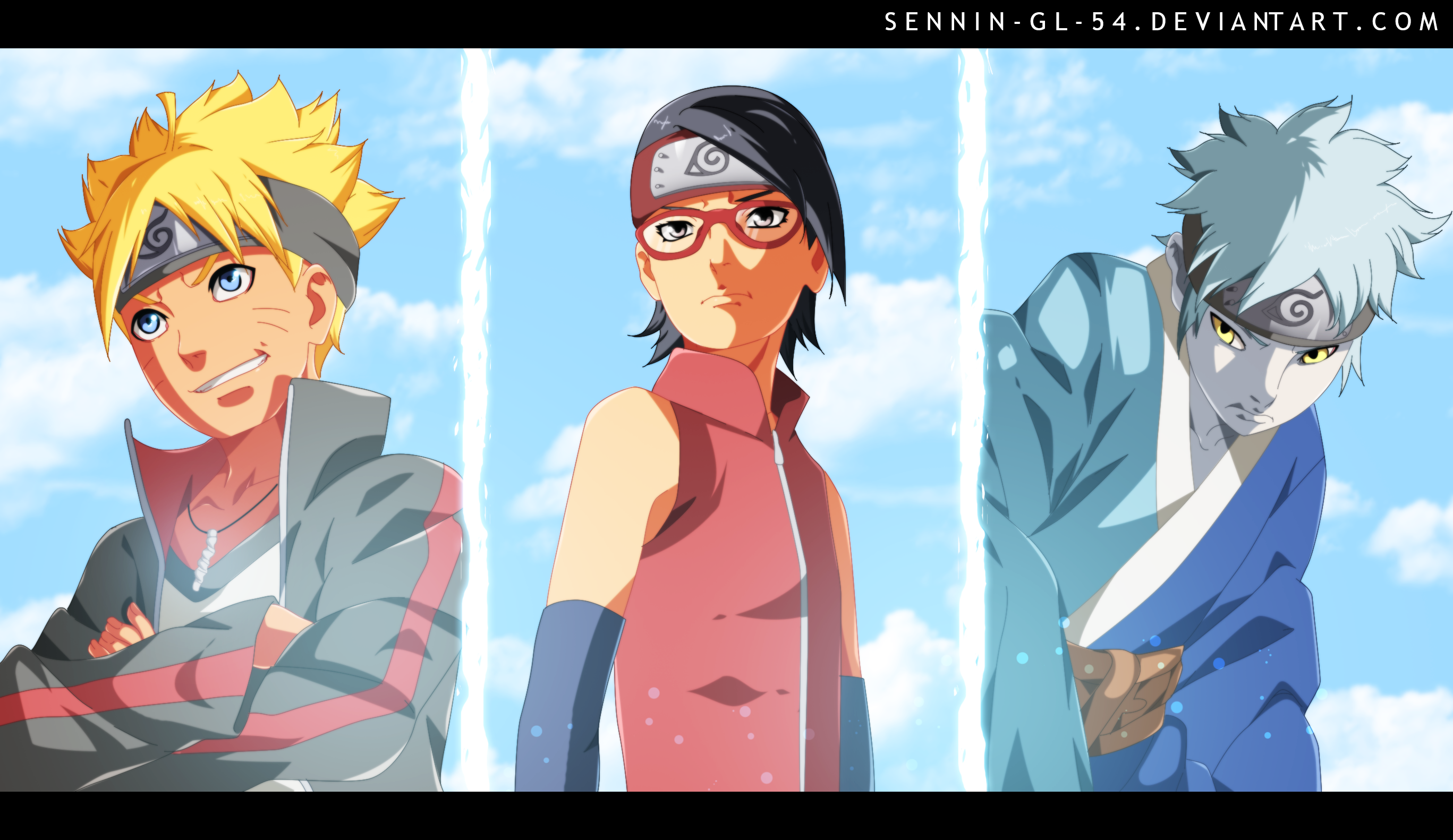 Boruto, Sarada, and Mitsuki from Naruto HD Wallpaper