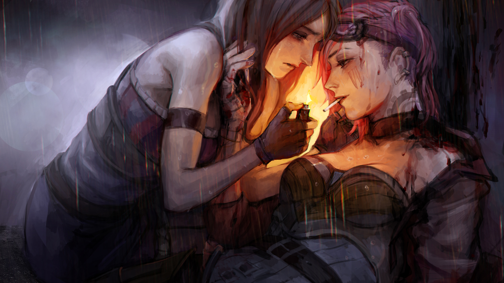 Vi from League of Legends in the rain HD Wallpaper