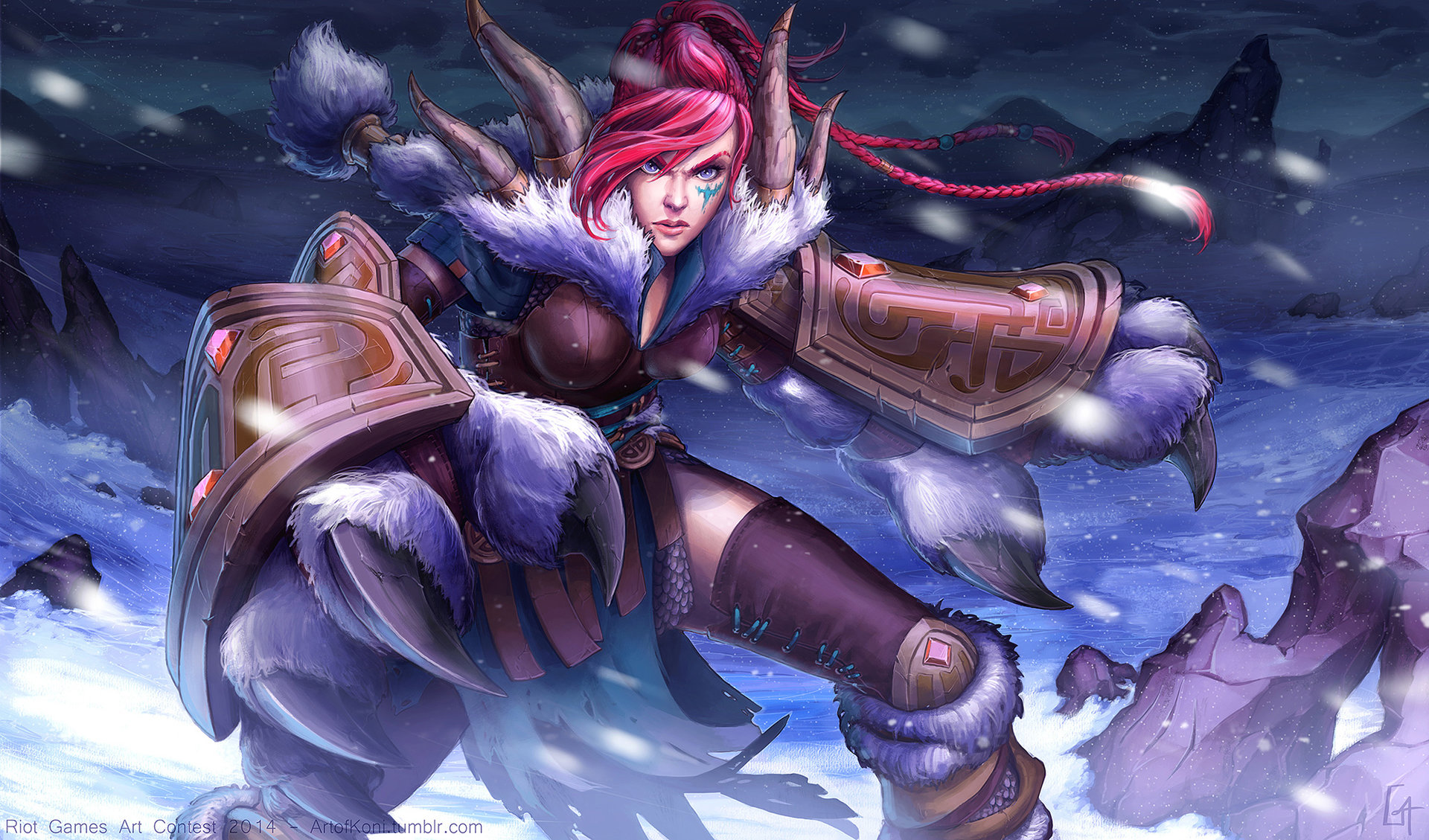 Sejuani from League of Legends in winter HD Wallpaper