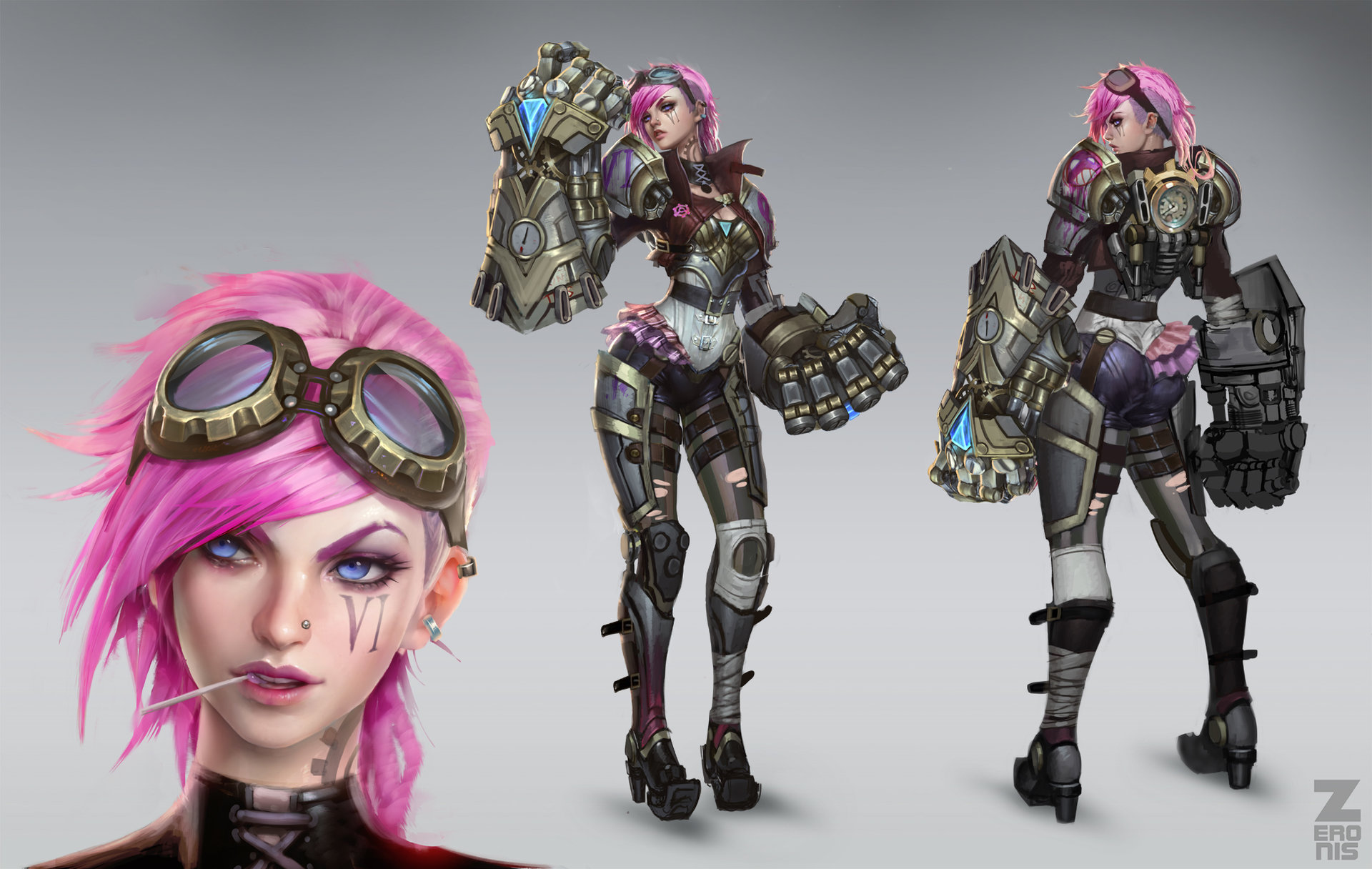 Vi from League of Legends character concept art HD Wallpaper