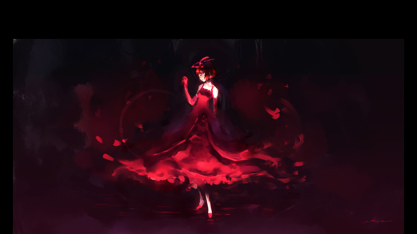 Haruka Amami in a red dress HD Wallpaper