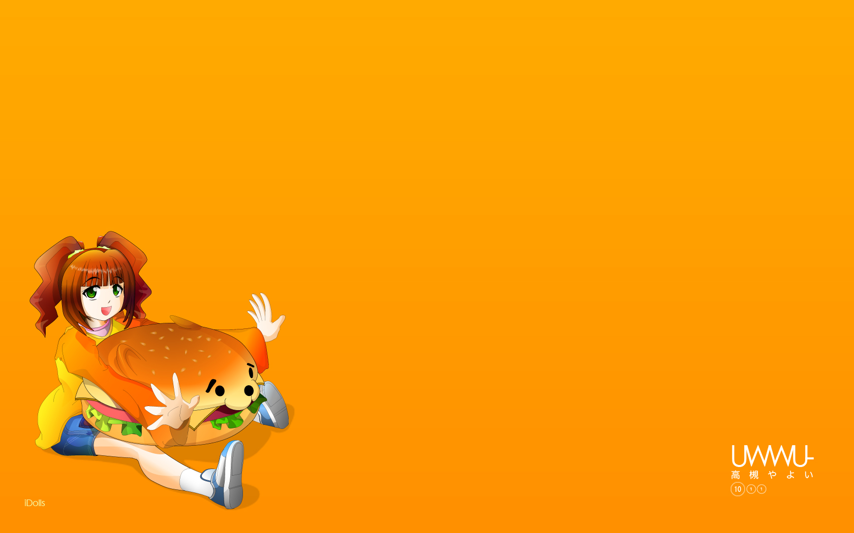 Haruka Amami holding a hamburger plush HD Wallpaper