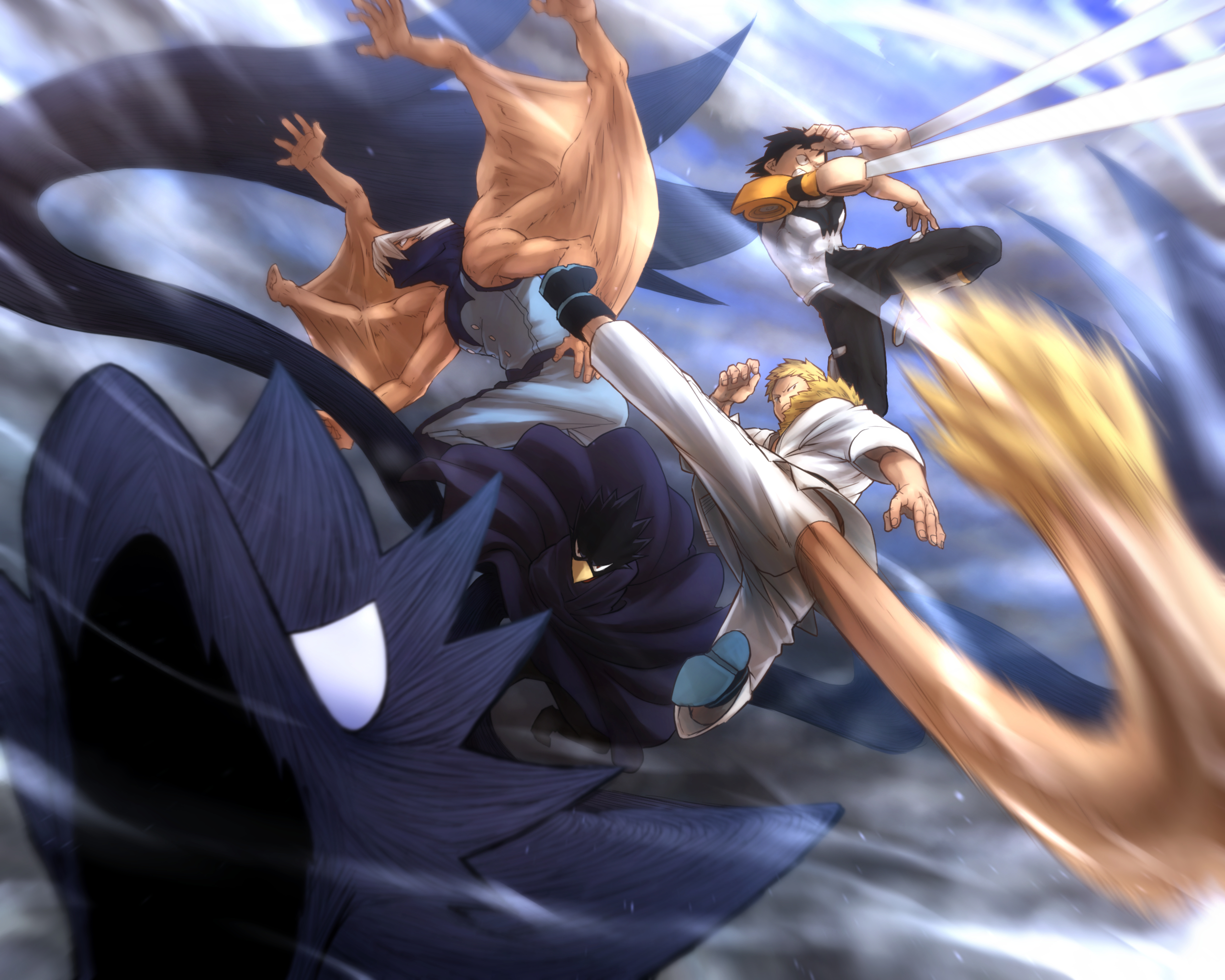 Fumikage Tokoyami and allies in battle HD Wallpaper