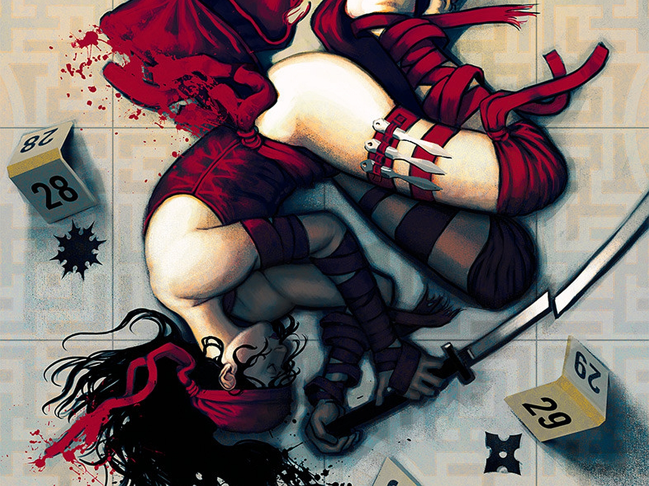 Elektra Natchios with Sai and Katana HD Wallpaper